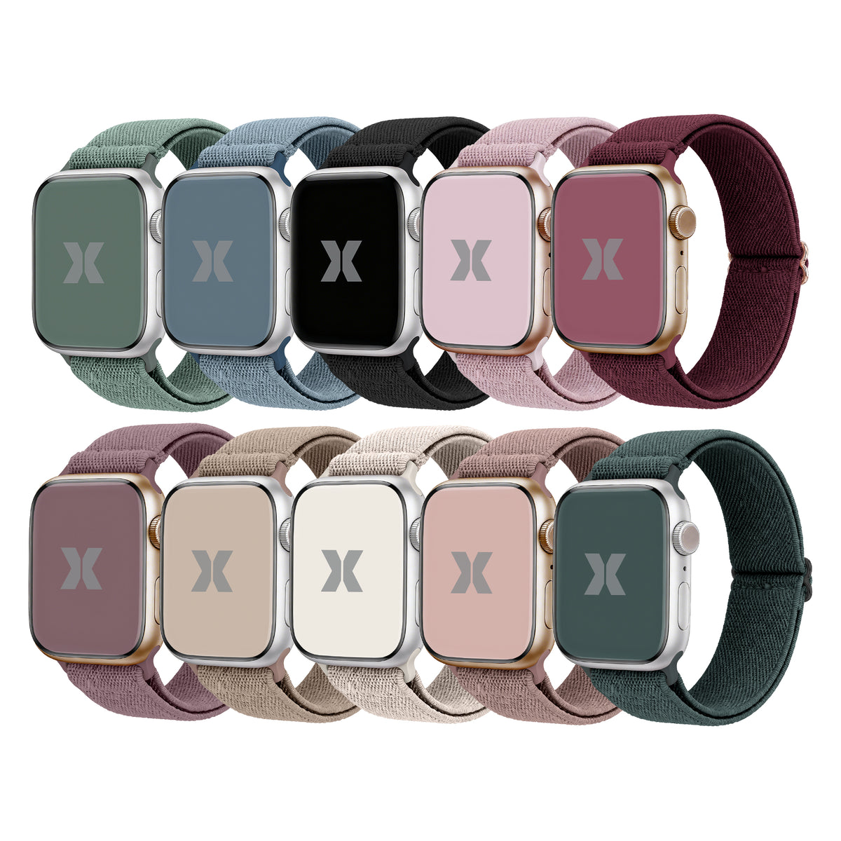 10-Pack Stretchy Sport Bands for Apple Watch Series 1-10 and Ultra 2, Adjustable Elastic Smartwatch Bands