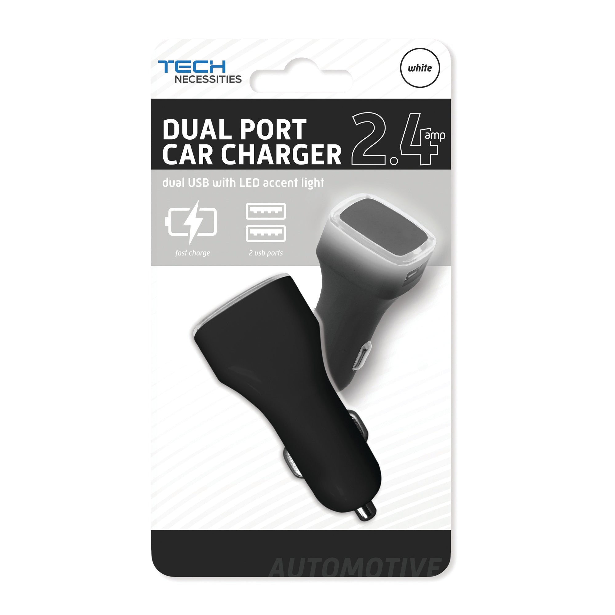 Dual USB Car Charger – 2.4Amp Rapid Charging Adapter for Smartphones, Tablets, and Mobile Devices – Compact High-Speed Vehicle Power Plug
