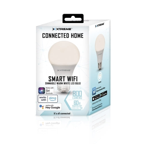 4 Pack Smart A19 Wi-Fi LED Bulbs - Dimmable White, Works with Wi-Fi Alexa, Google Assistant, and Siri