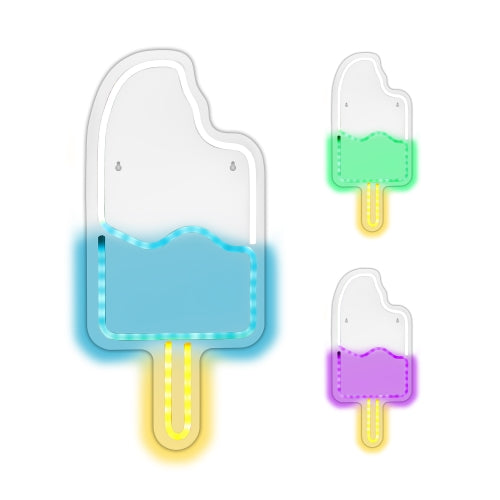 18” Ice Cream Multi-Color LED Neon Sign – Vibrant Wall Decor with USB Power & Easy Hang Hooks for Bedrooms, Kitchens, and Shops