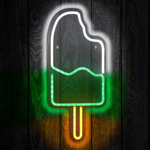 18” Ice Cream Multi-Color LED Neon Sign – Vibrant Wall Decor with USB Power & Easy Hang Hooks for Bedrooms, Kitchens, and Shops