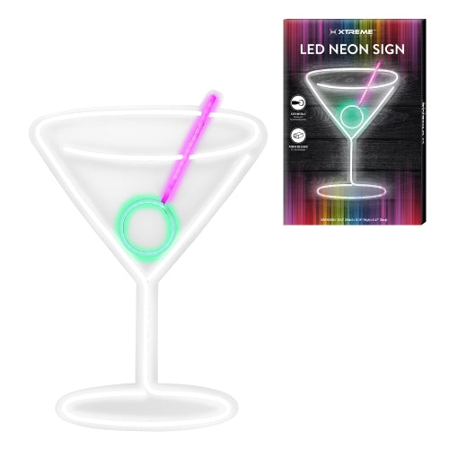 Martini Glass LED Neon Sign – 10.16" x 15.35" Vibrant Wall Decor with USB Power & Easy Mounting for Home Bars, Lounges, and Man Caves
