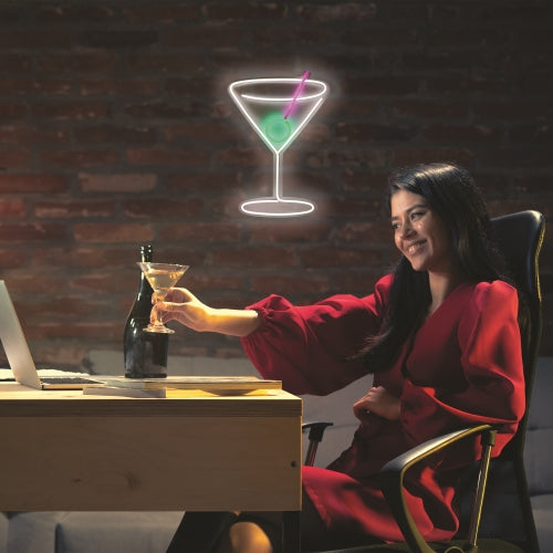 Martini Glass LED Neon Sign – 10.16" x 15.35" Vibrant Wall Decor with USB Power & Easy Mounting for Home Bars, Lounges, and Man Caves