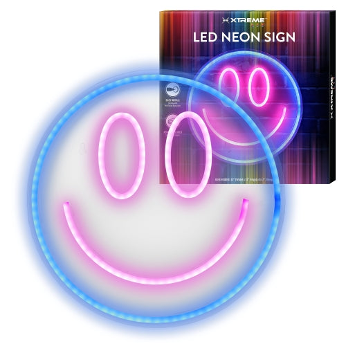 13" x 13" Retro Smiley Face LED Neon Sign – Vibrant Yellow Wall Decor with USB Power & Easy-Hang Mounting for Bedrooms, Offices, and Gamerooms