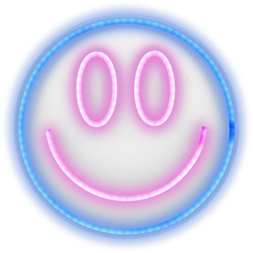 13" x 13" Retro Smiley Face LED Neon Sign – Vibrant Yellow Wall Decor with USB Power & Easy-Hang Mounting for Bedrooms, Offices, and Gamerooms