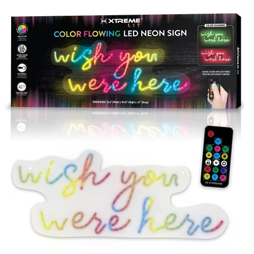 "Wish You Were Here" LED Neon Sign – 25.6" x 10.6" Multi-Color Script Wall Decor, Dimmable USB-Powered Neon Light for Bedrooms, Living Rooms, and Gaming Setups