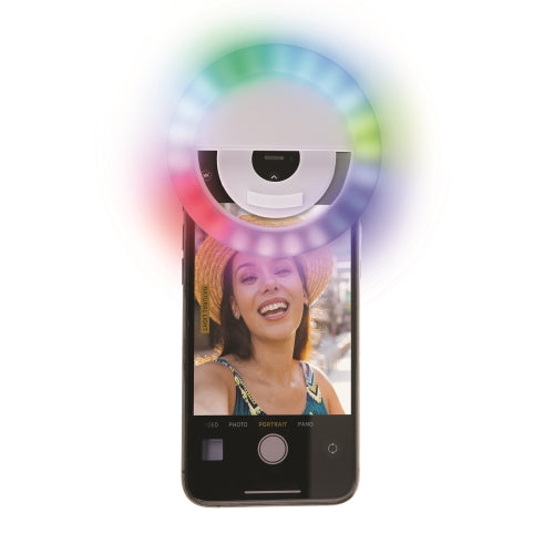 RGB Mobile Selfie Light Clip – Universal Clip-On LED Ring Light with Multi-Color RGB Modes & Adjustable Brightness for Smartphones, Tablets, and Laptops