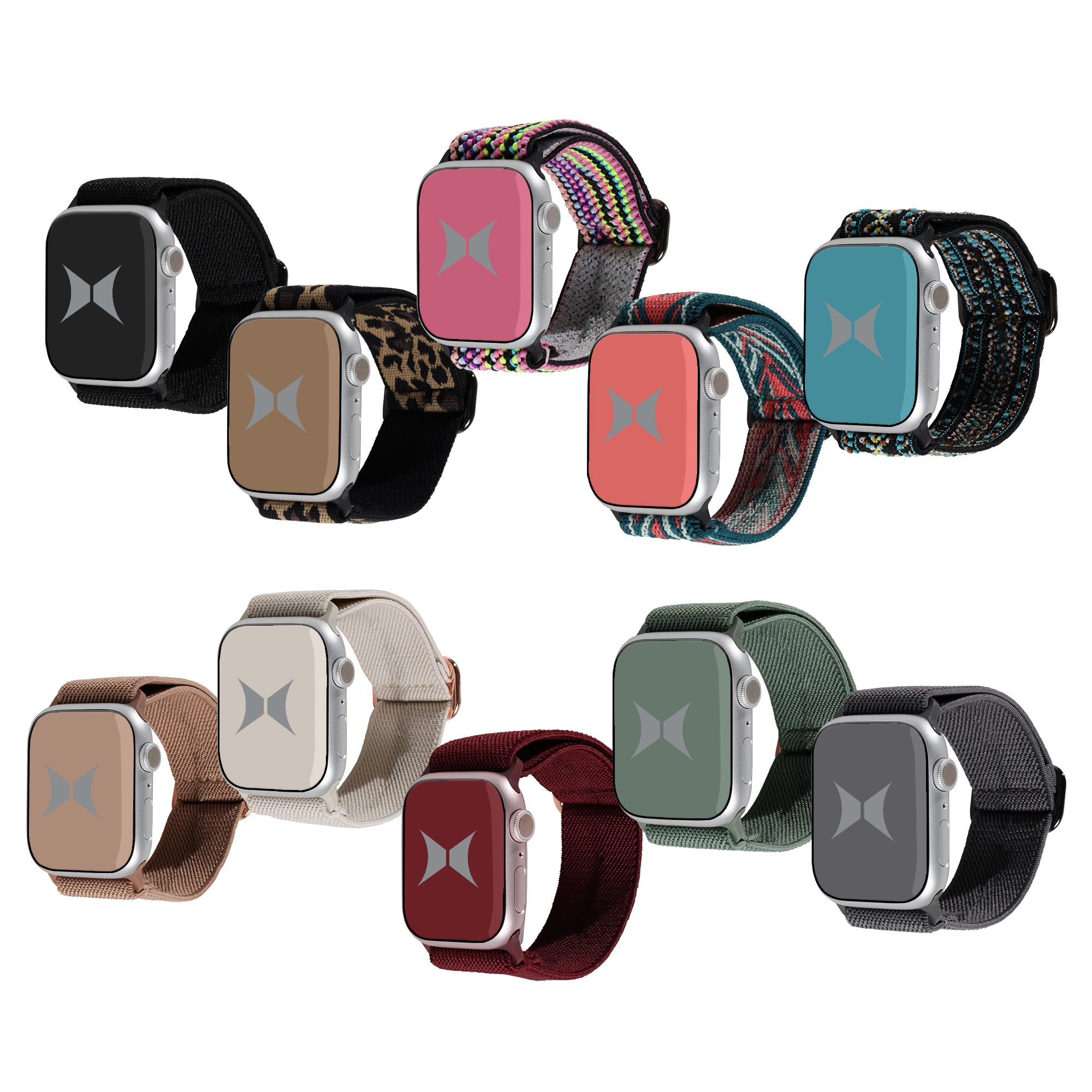 Unisex Smart Watch Nylon Braided Elastic Band 10 Pack – Small Size, Adjustable, Breathable
