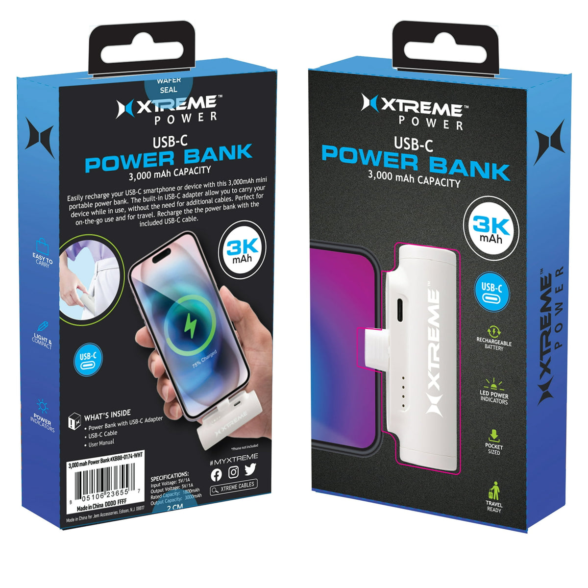 3000mah USB C Mini power bank