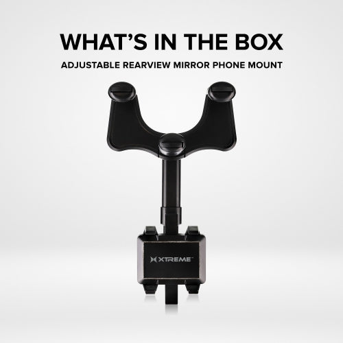 Adjustable Rearview Mirror Phone Mount for Car, Hands-Free Smartphone Holder for GPS Navigation, Maps & Calls, Black