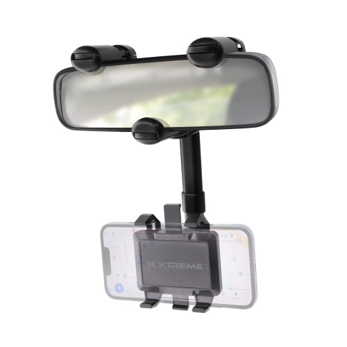 Adjustable Rearview Mirror Phone Mount for Car, Hands-Free Smartphone Holder for GPS Navigation, Maps & Calls, Black