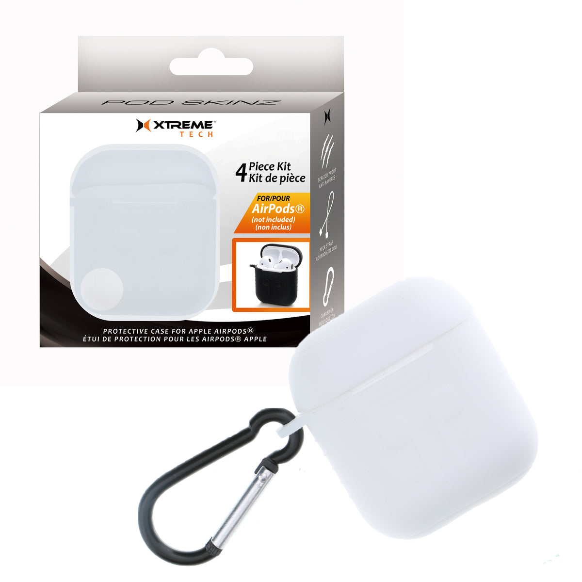 Silicone Protective Shockproof Case Cover Skins with Keychain, Apple AirPod 2 & 1