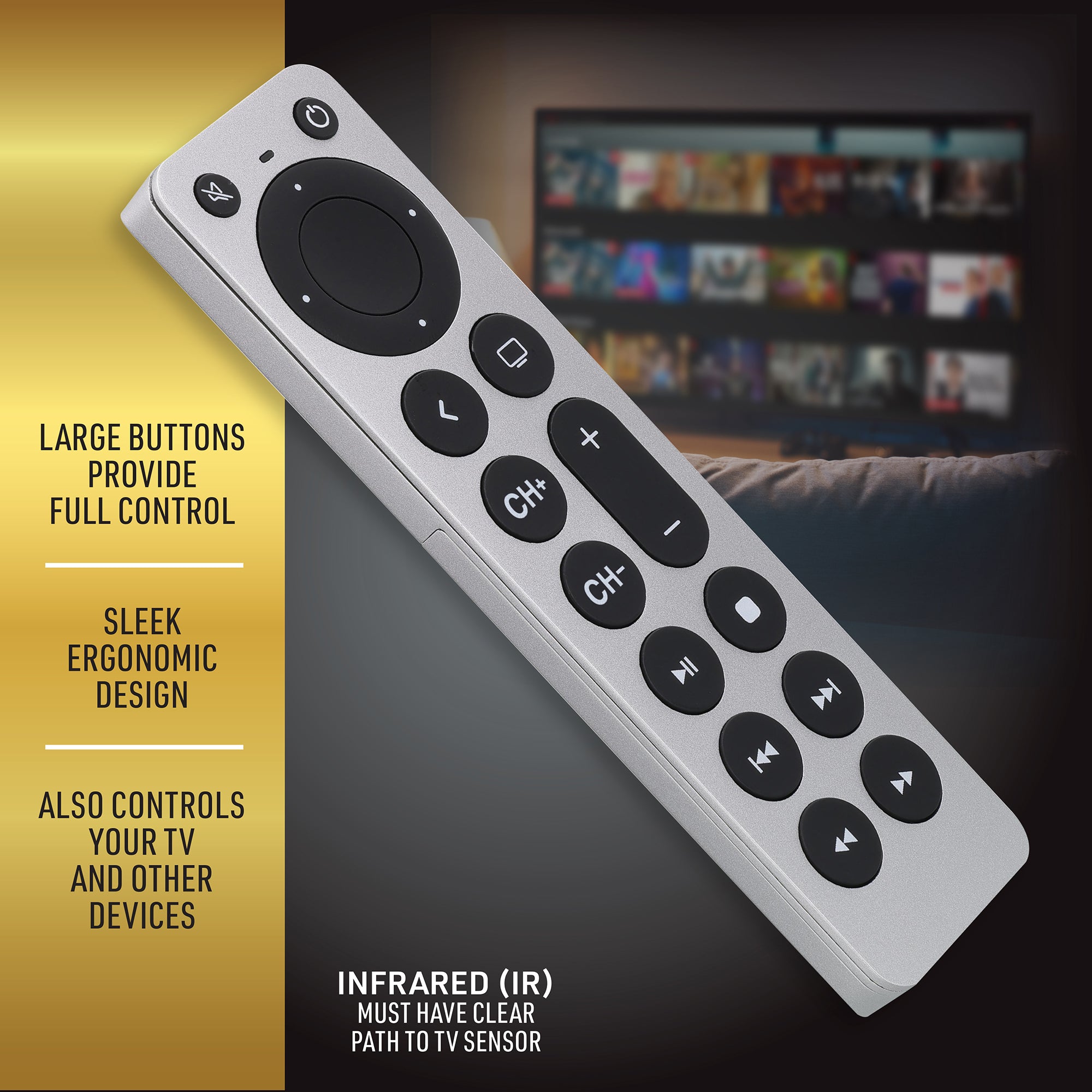Universal Apple TV Remote Replacement for 1st-5th Generation, Controls