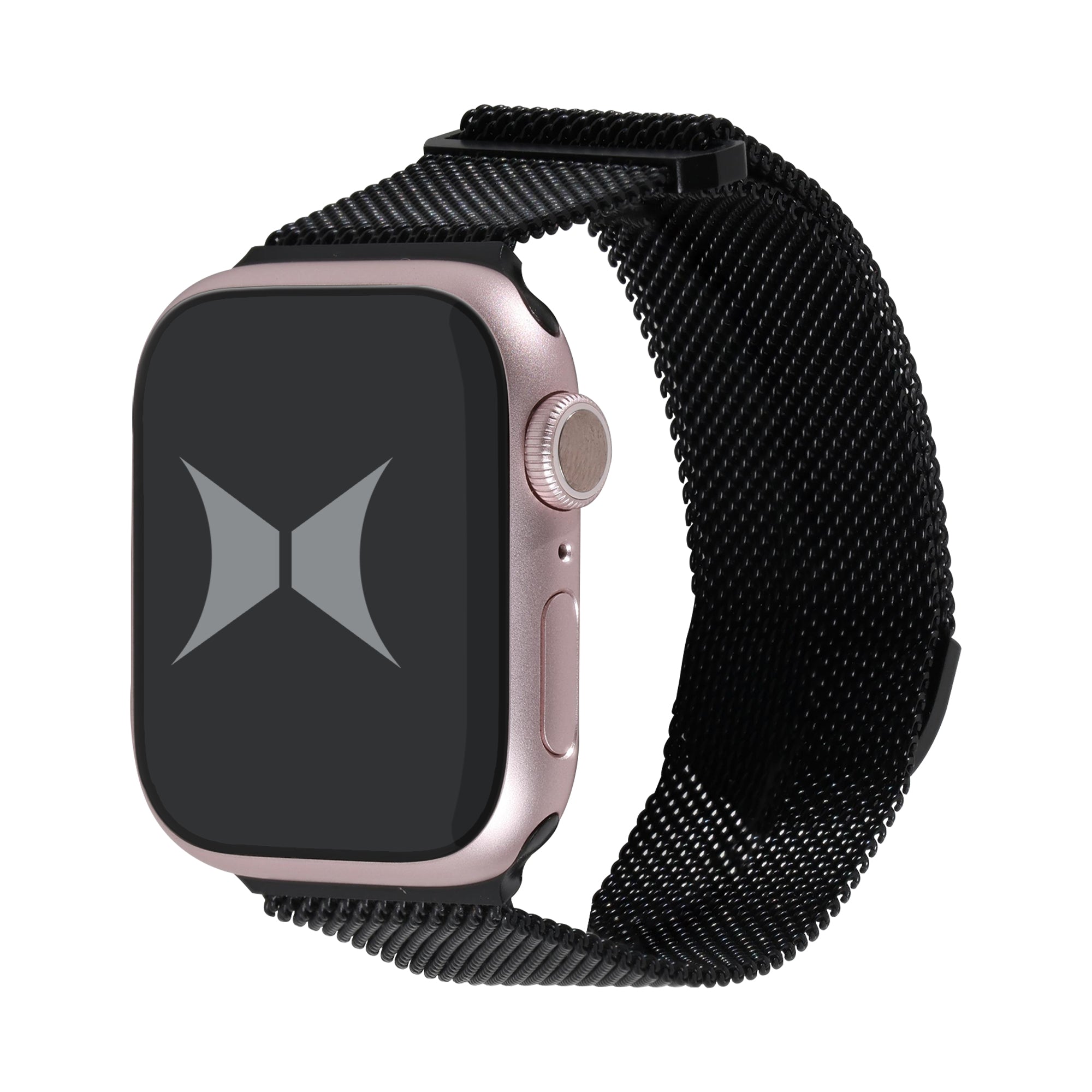 Premium Steel Mesh Apple Watch Band with Adjustable Magnetic Clasp, Black Finish, Universal Fit for all Large Series, Easy Installation