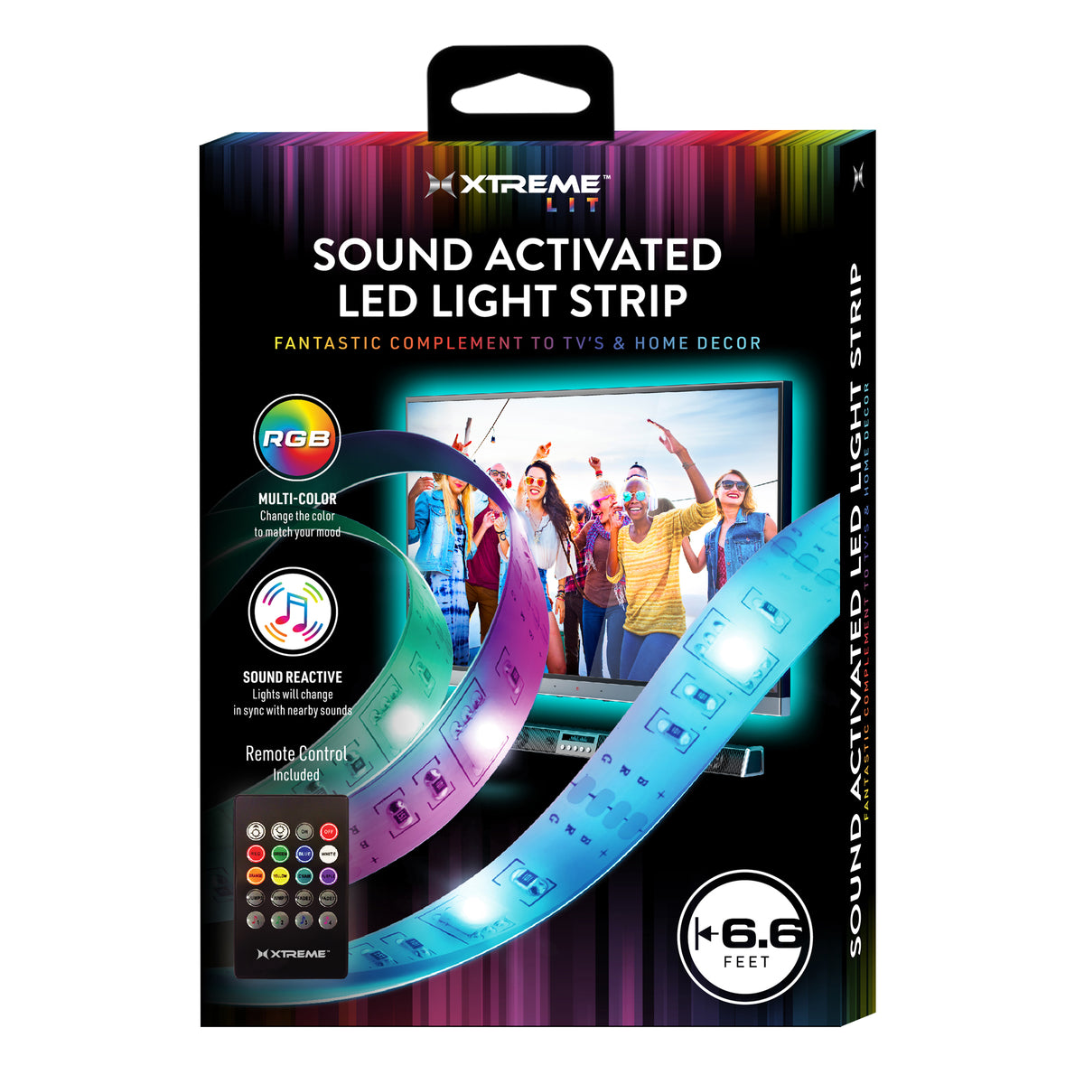 6ft Sound Reactive LED Light Strip with 8 Unique Colors, 8 Color Chang
