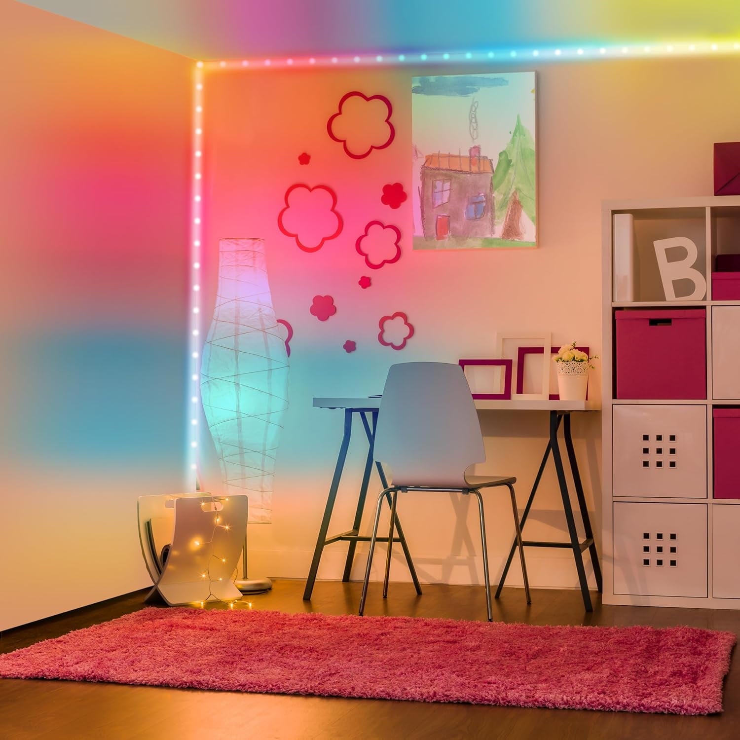 150ft Bluetooth LED Light Strips, Flowing Color Effect, App Use, Indoor