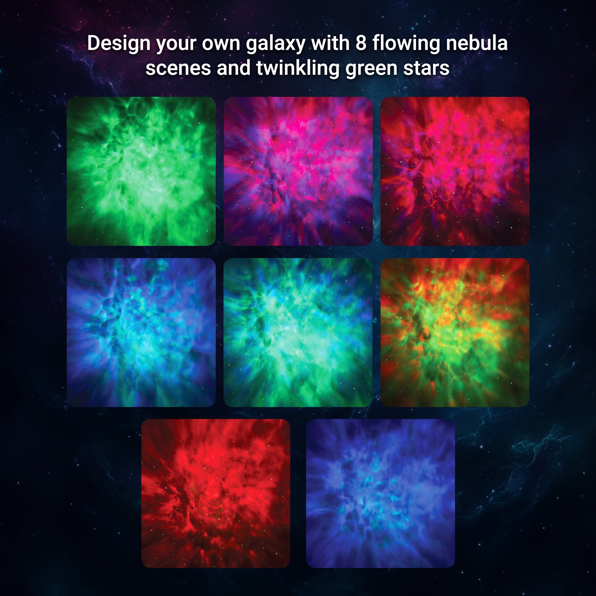 Astronaut Galaxy Projector Light with Remote Control – 8 Flowing Nebula Scenes, Adjustable Brightness & 360° Rotating Head