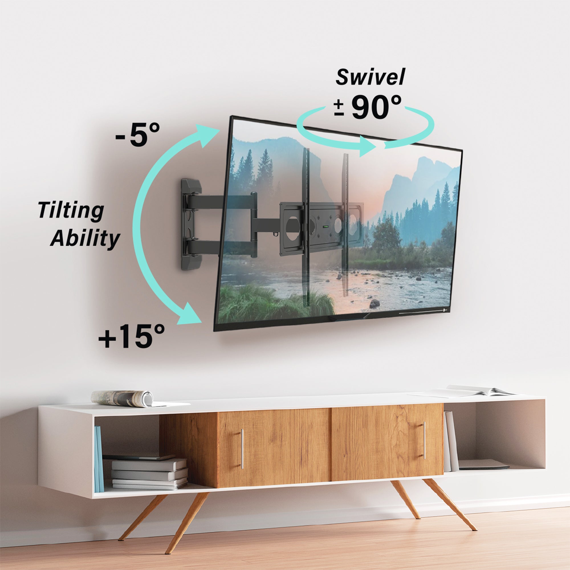 Full Motion TV Wall Mount, Full Motion TV Mount for 32-80 Inch Flat-Panel TVs, Holds 88 lbs