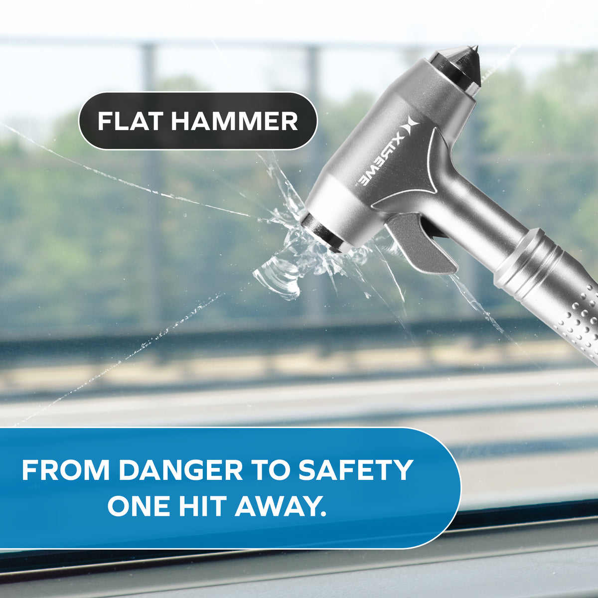Car Safety Hammer Glass Window Breaker and Seatbelt Cutter for Automotive Emergency Escape, Water-Resistant Aluminum Alloy
