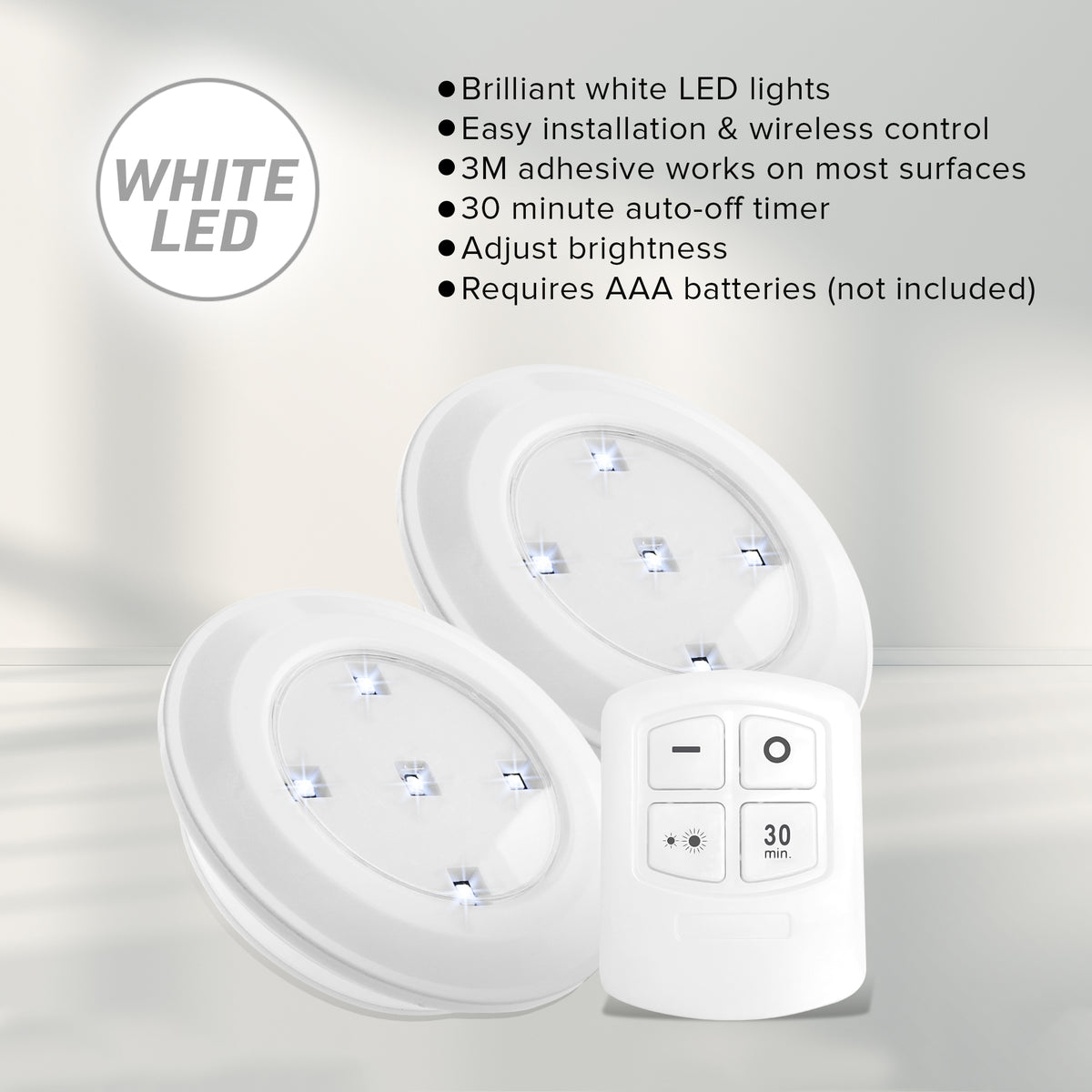 Wireless Puck LED Lights - 2 pack