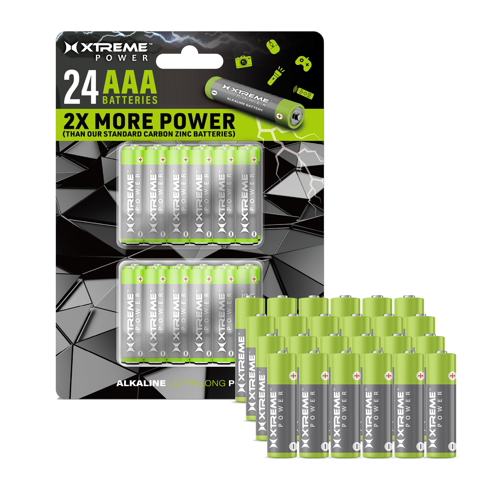AAA Alkaline Batteries (24-Pack), Ultra Long Power Triple A Battery Bulk Value Pack for Household Devices, Remotes, and Flashlights