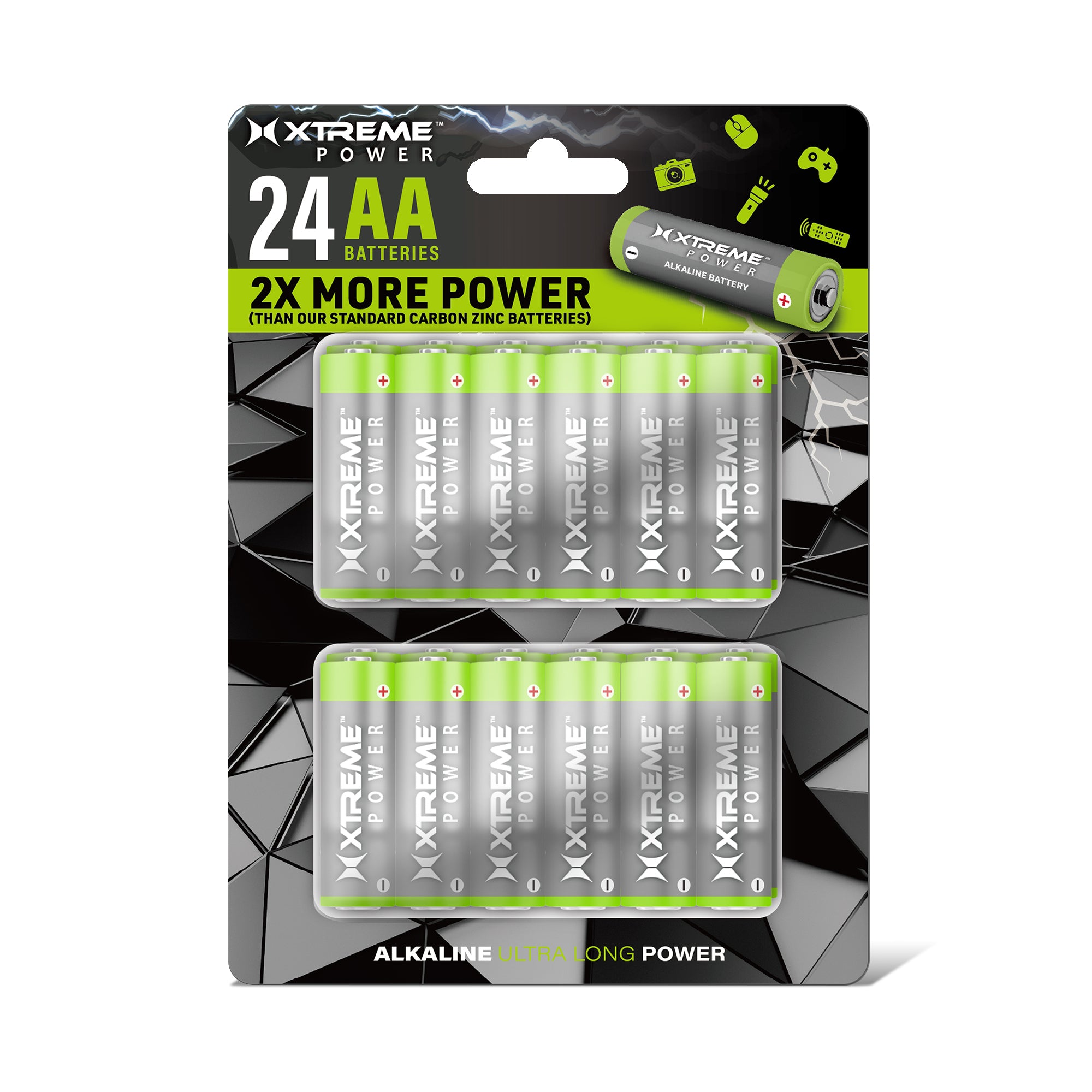 AA Alkaline Batteries (24-Pack), Ultra Long Power Double A Battery Bulk Value Pack for Household Devices, Remotes, and Flashlights