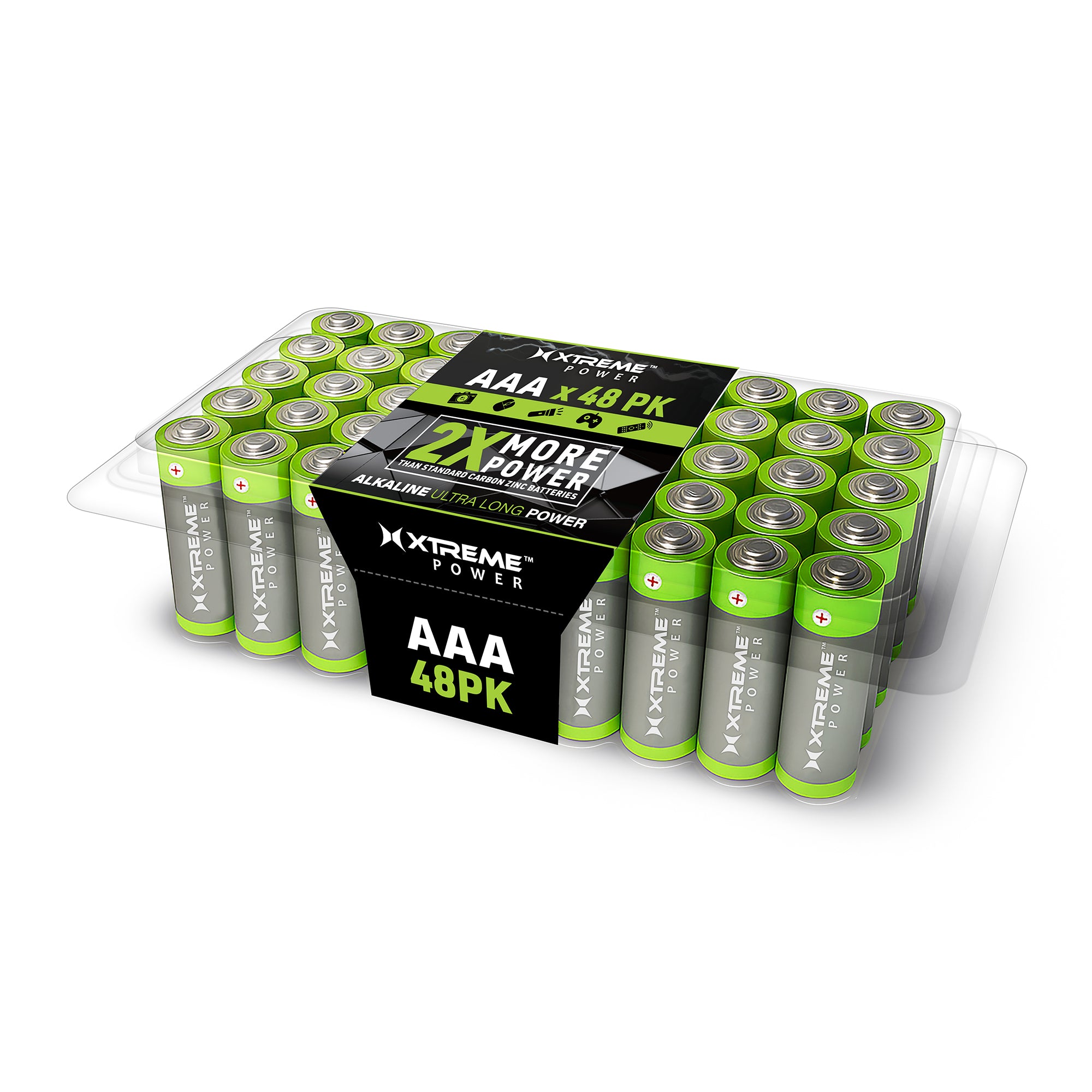 AAA Alkaline Batteries (48-Pack), Ultra Long Power Triple A Battery Bulk Value Pack for Household Devices, Remotes, and Flashlights
