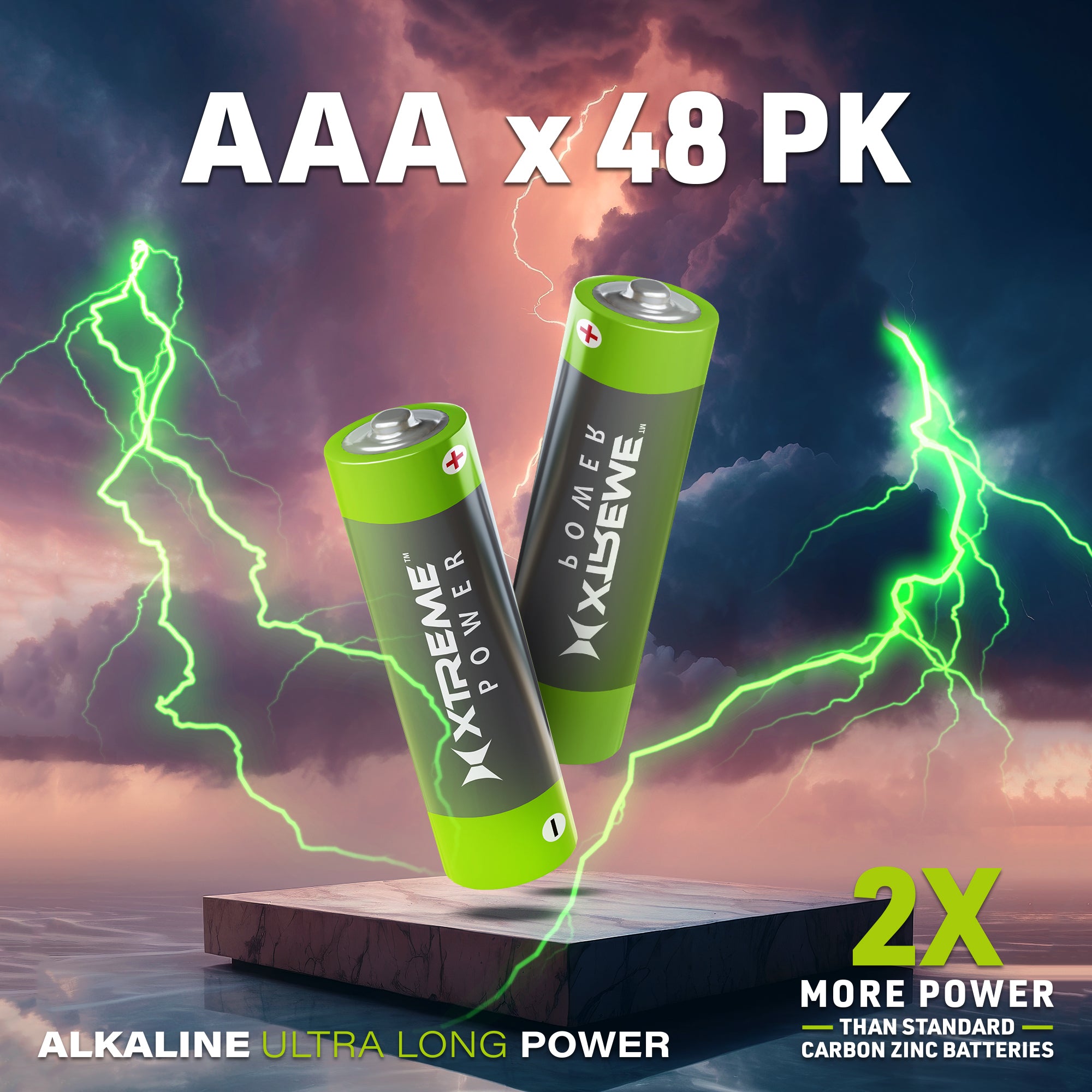AAA Alkaline Batteries (48-Pack), Ultra Long Power Triple A Battery Bulk Value Pack for Household Devices, Remotes, and Flashlights