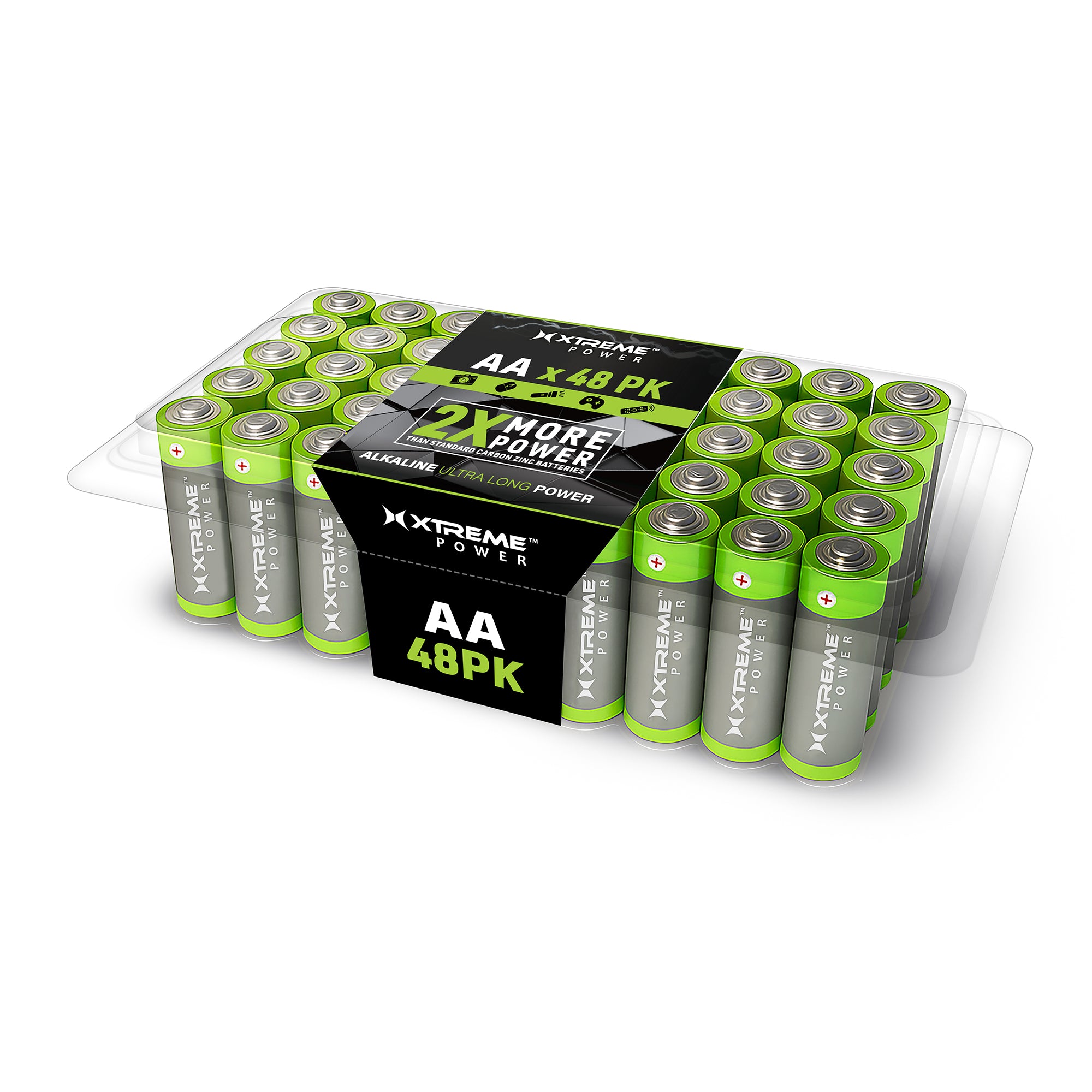AA Alkaline Batteries (48-Pack), Ultra Long Power Double A Battery Bulk Value Pack for Household Devices, Remotes, and Flashlights