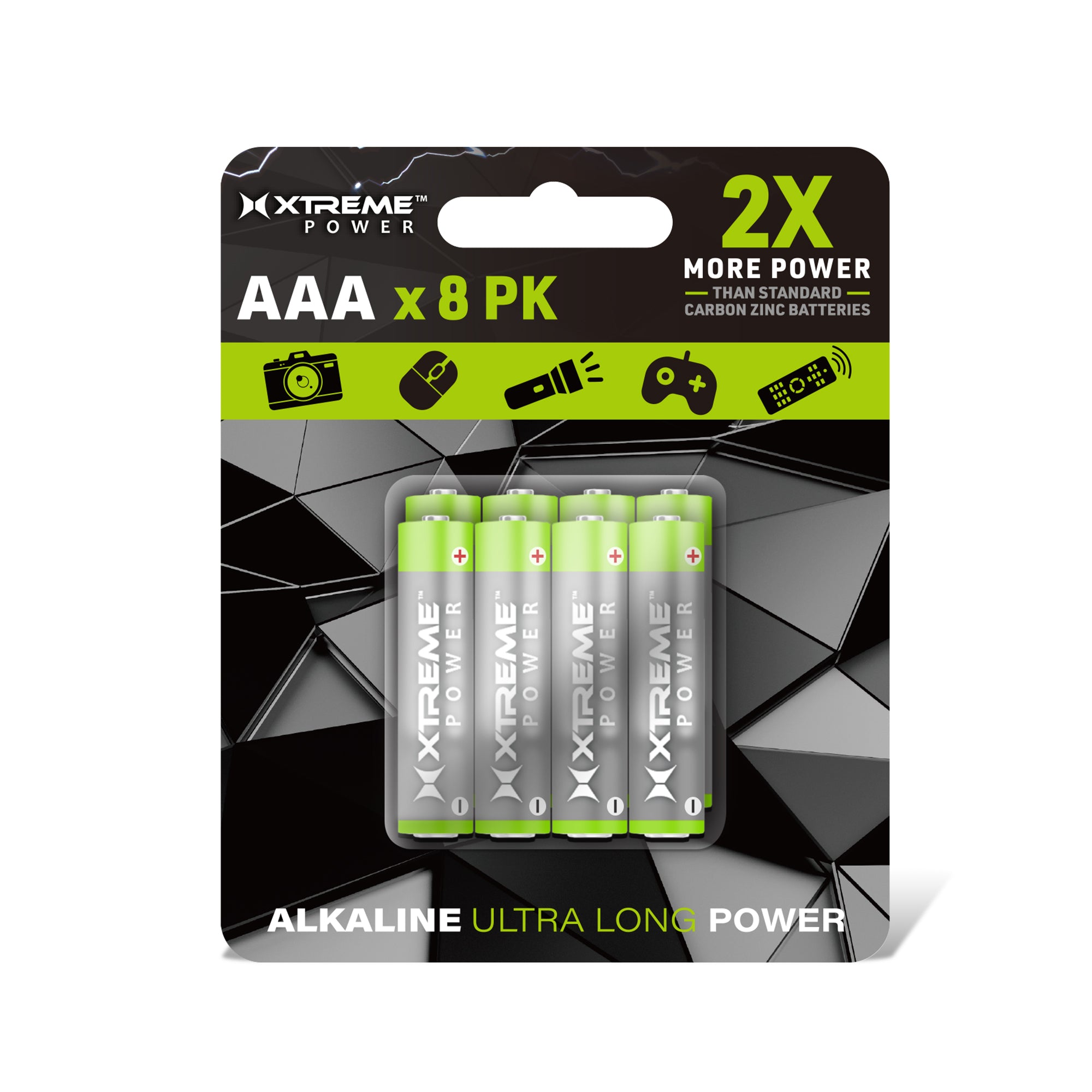 AAA Alkaline Batteries (8-Pack), Ultra Long Power Triple A Battery Bulk Value Pack for Household Devices, Remotes, and Flashlights