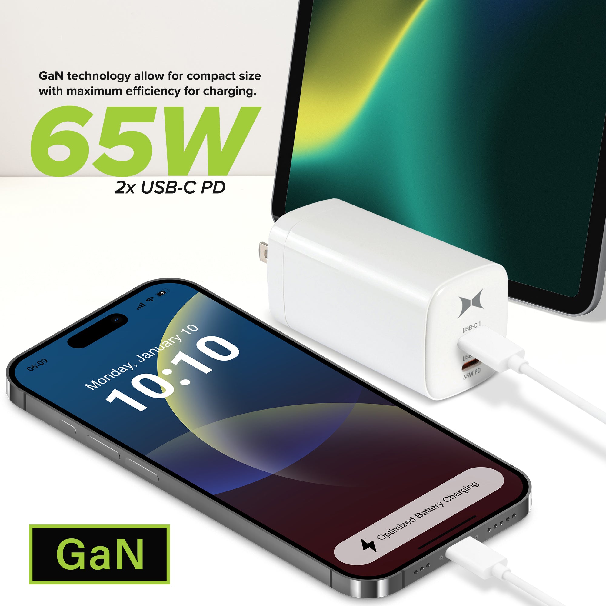 65W GaN Dual PD C Wall Charger