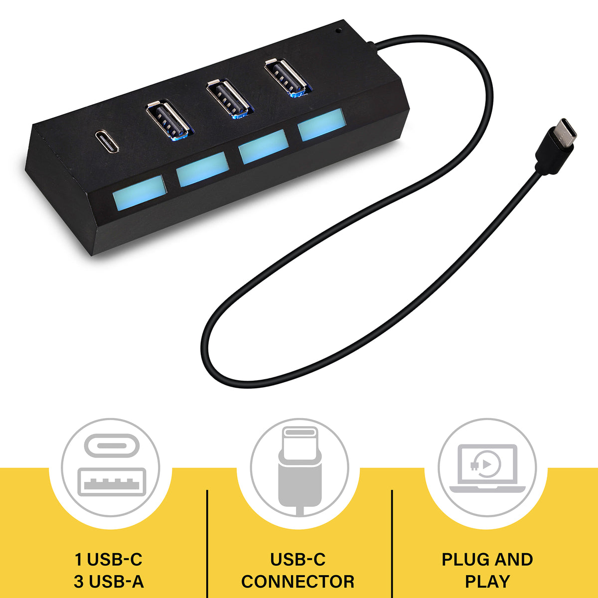 4 PORT HUB - TYPE C CABLE