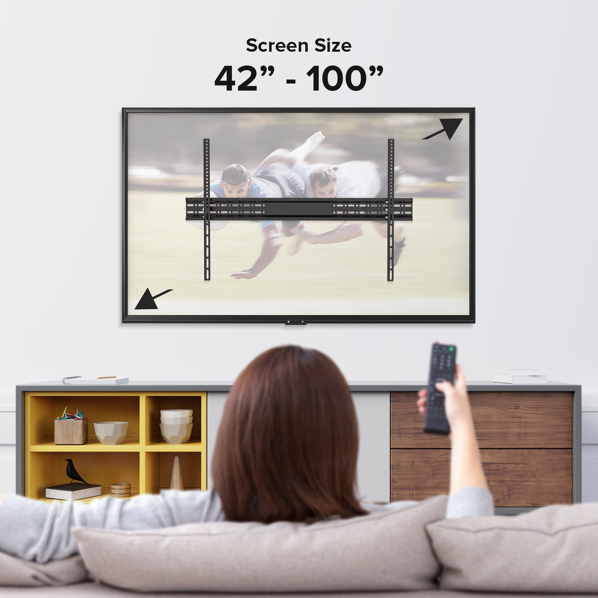 42"-100" Tilt Motion TV Wall Mount – Heavy-Duty VESA Mount, Supports up to 175lbs, Anti-Glare Downward Tilt & Post-Install Leveling, Includes Built-In Level