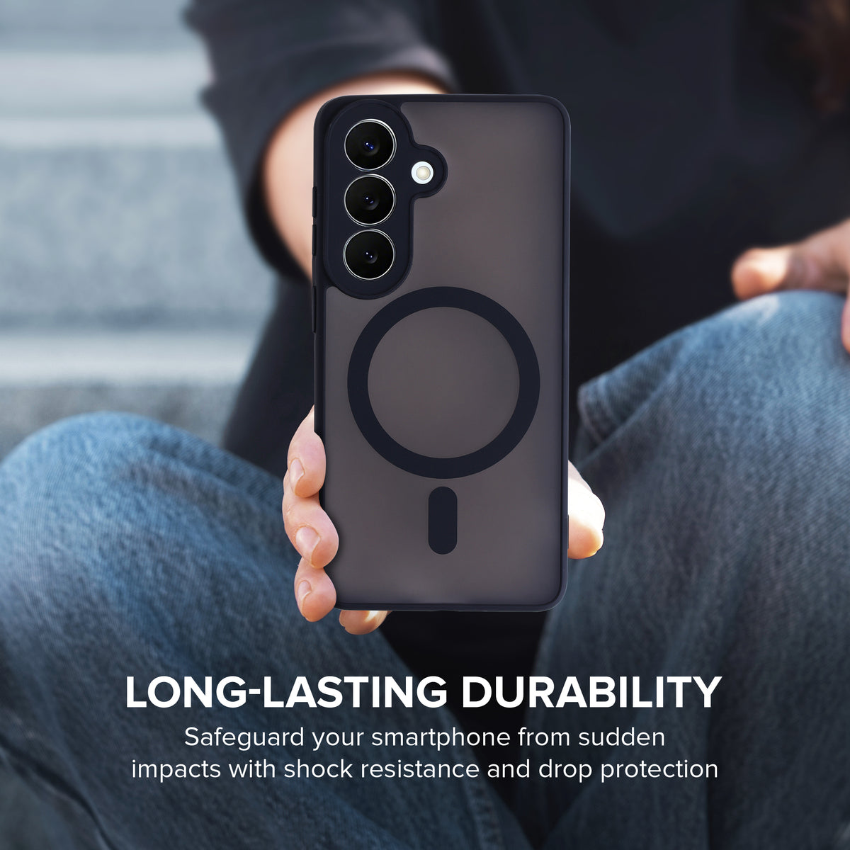 Samsung Galaxy S26 Protective Phone Case, Shock-Absorbing Slim Cover with Raised Screen & Camera Edges, Black