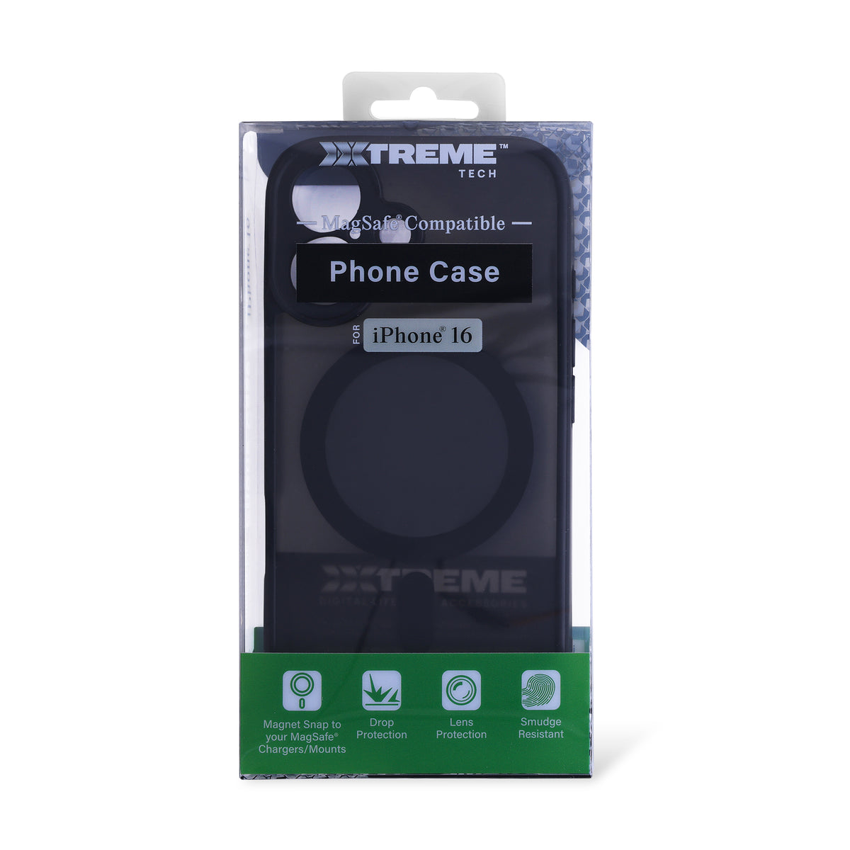 iPhone 16 Protective Phone Case, Shock-Absorbing Slim Cover with Raised Screen & Camera Edges, Black