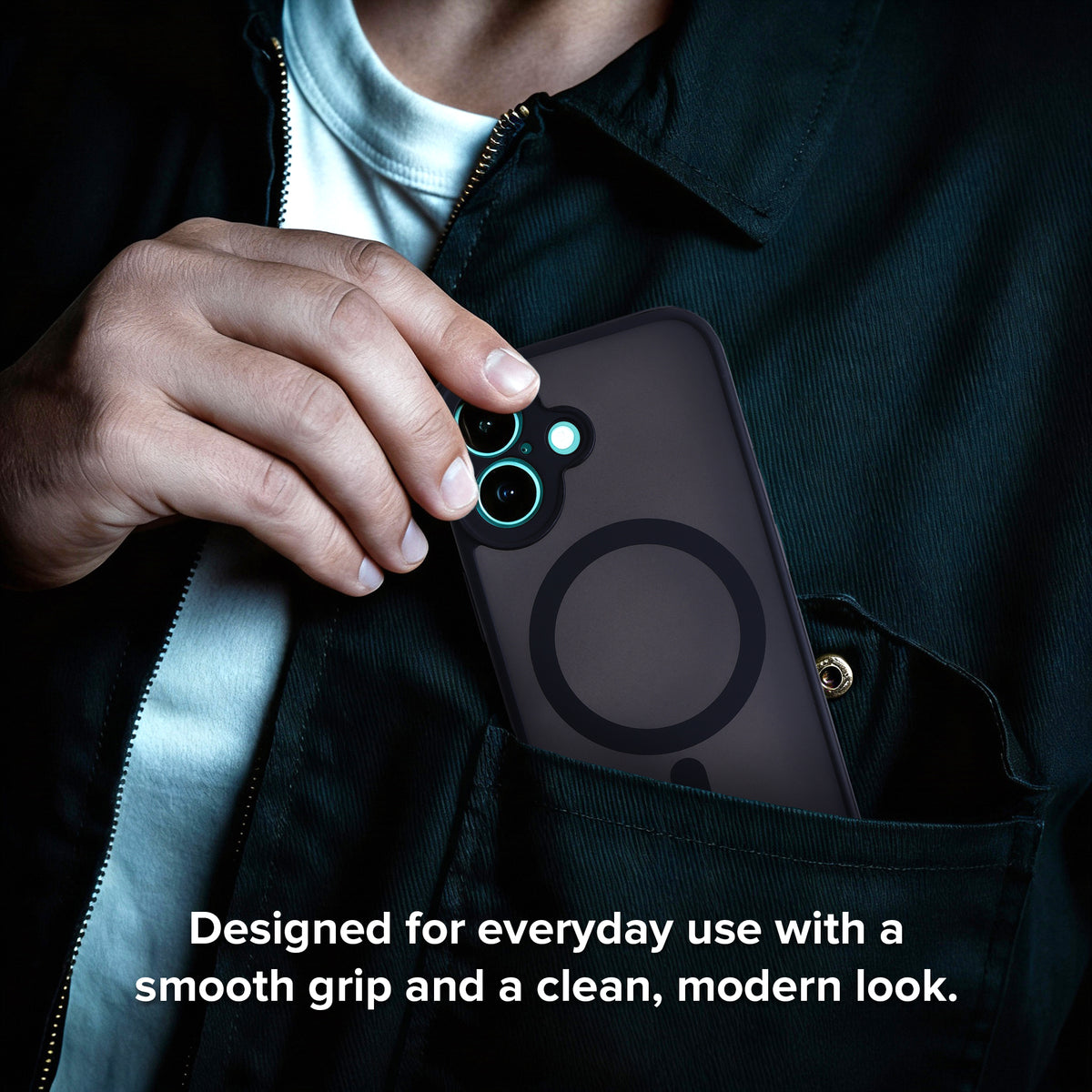 iPhone 16 Plus Protective Phone Case, Shock-Absorbing Slim Cover with Raised Screen & Camera Edges, Black