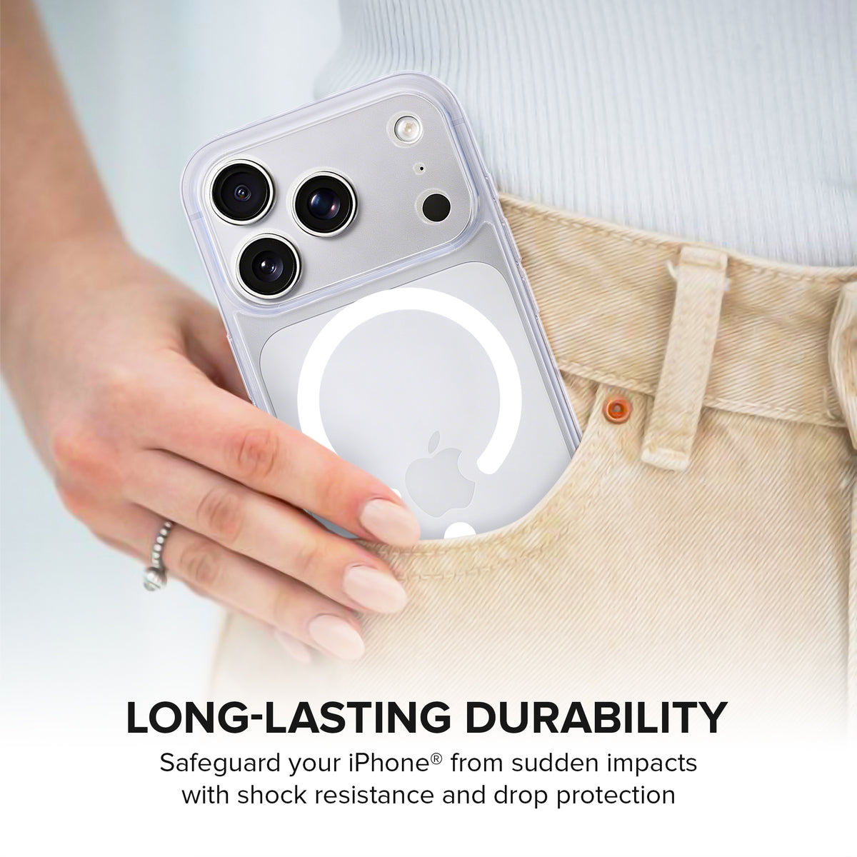 iPhone 17 Pro Protective Phone Case, Shock-Absorbing Slim Cover with Raised Screen & Camera Edges, Clear
