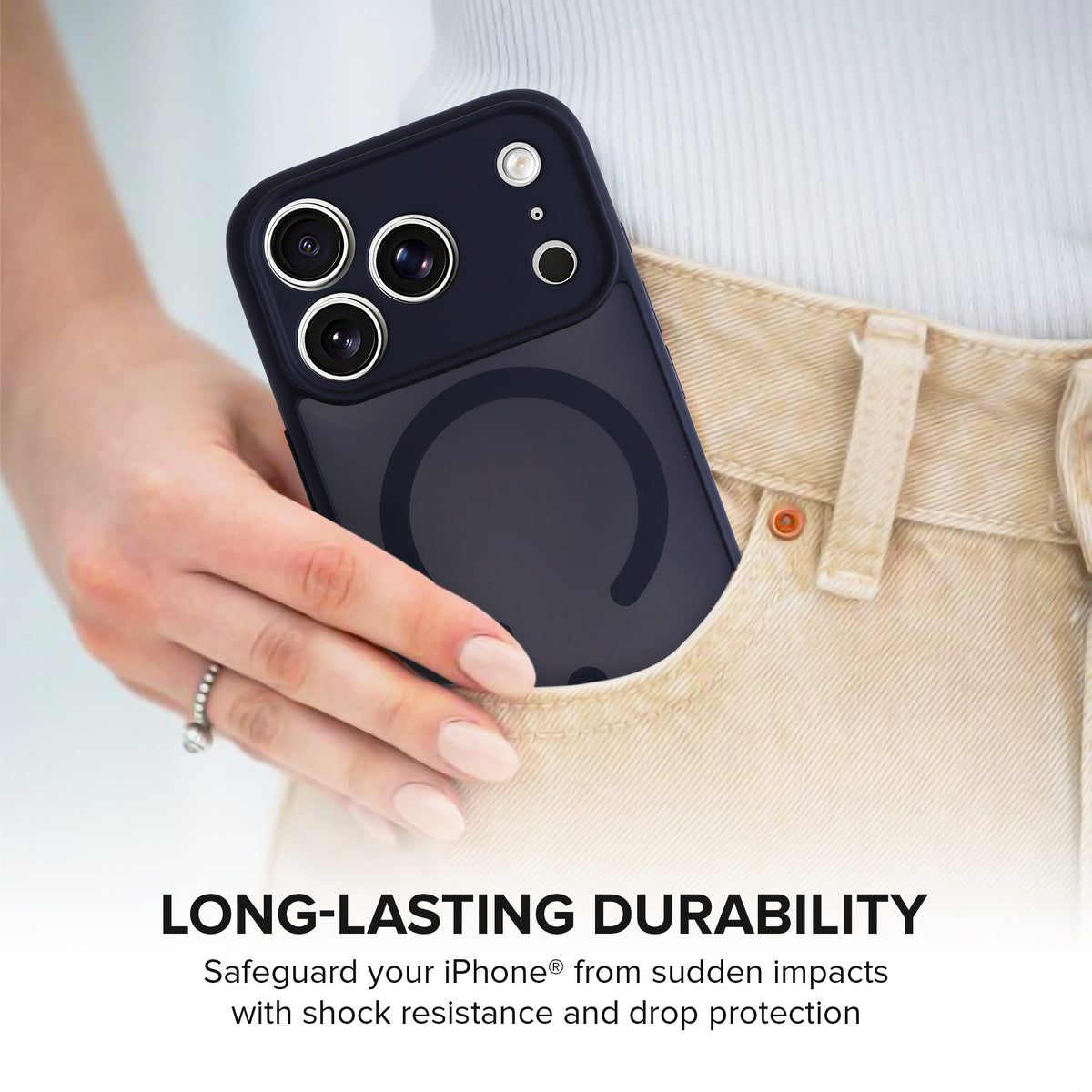 iPhone 17 Pro Protective Phone Case, Shock-Absorbing Slim Cover with Raised Screen & Camera Edges, Black
