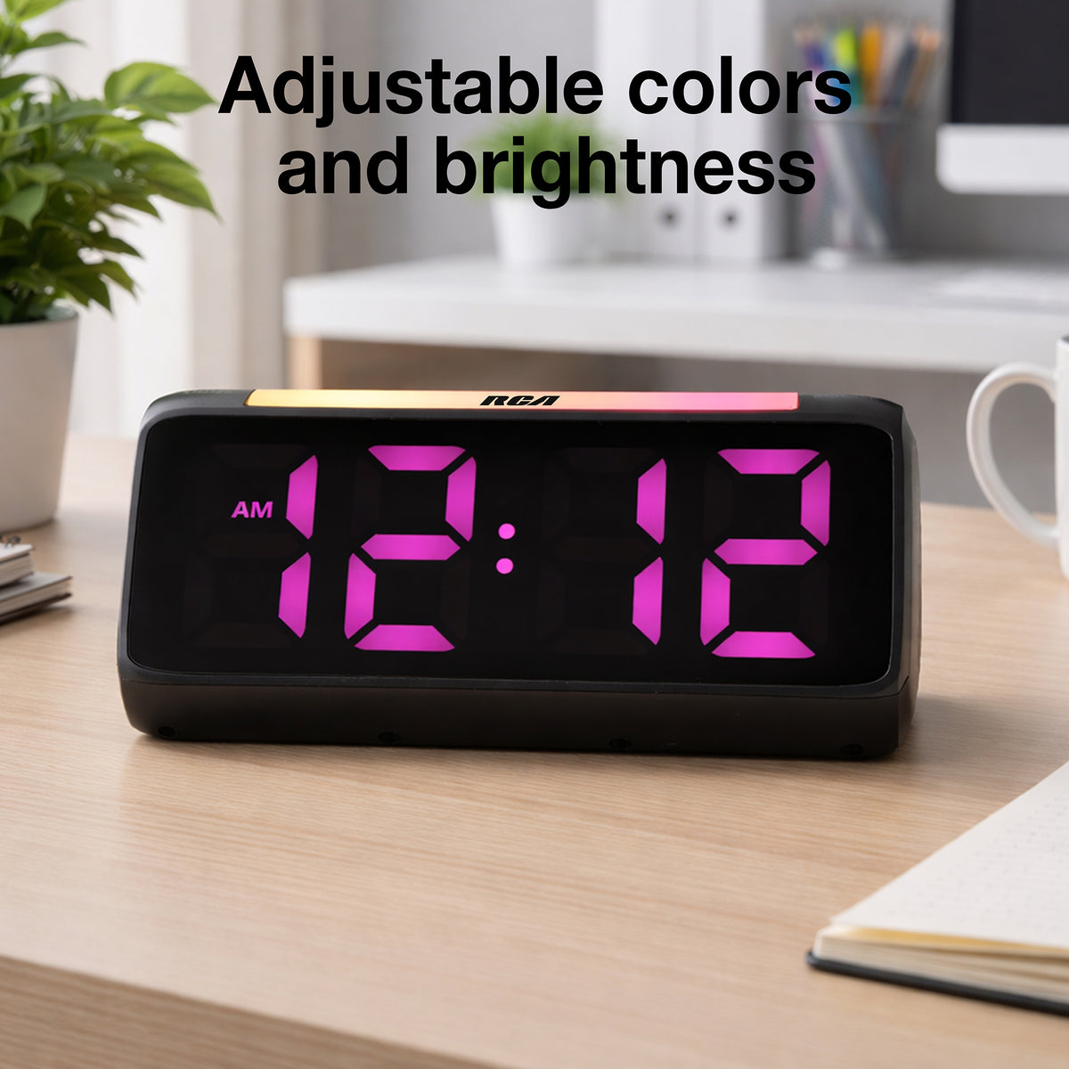 RCA Color Changing Digital Alarm Clock – 2" LED Display, Dual Alarm, USB Charging, Adjustable Brightness