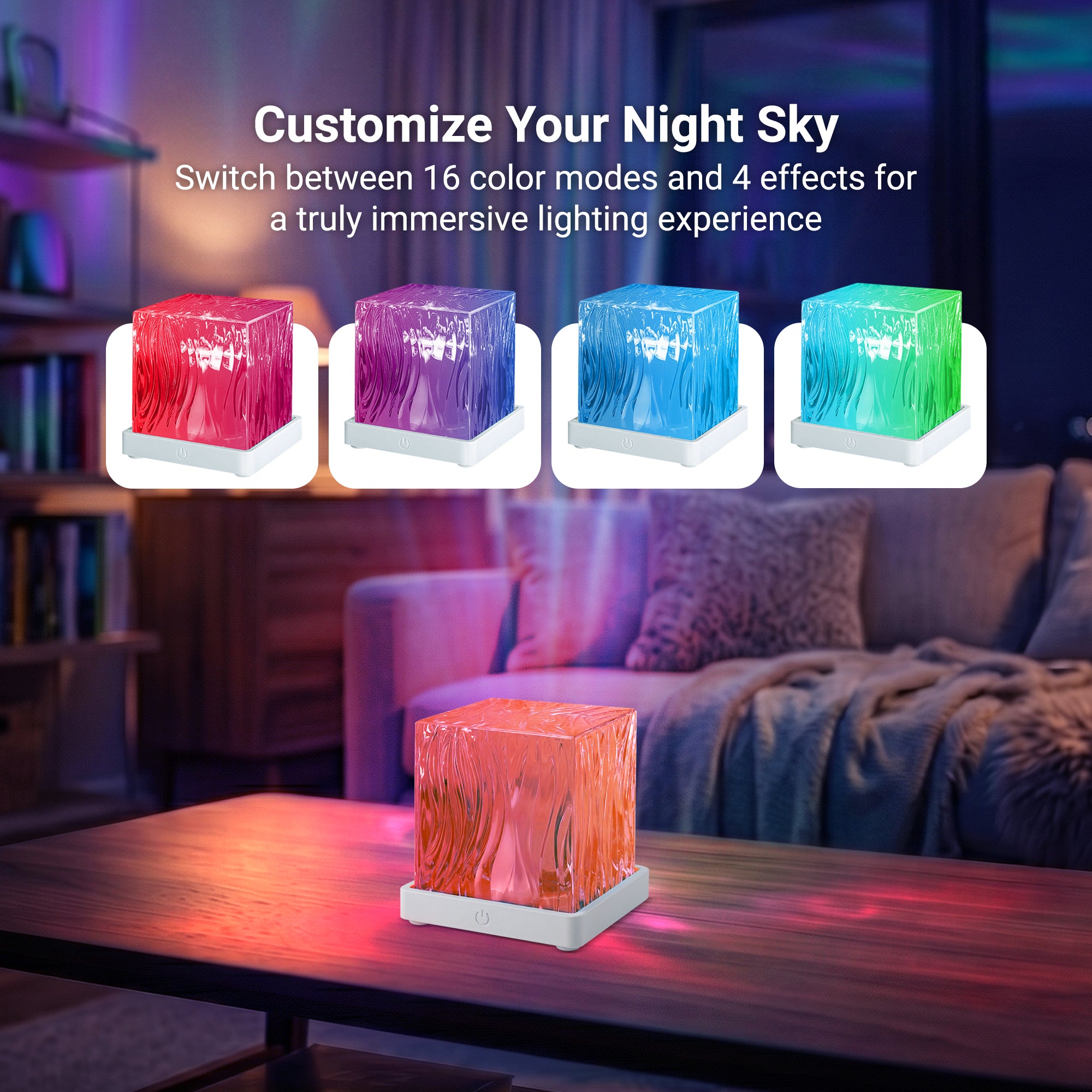 Xtreme Lit Northern Lights Cube Projector with Remote – 16 RGB Colors & 360-Degree Ambient Ceiling Projection