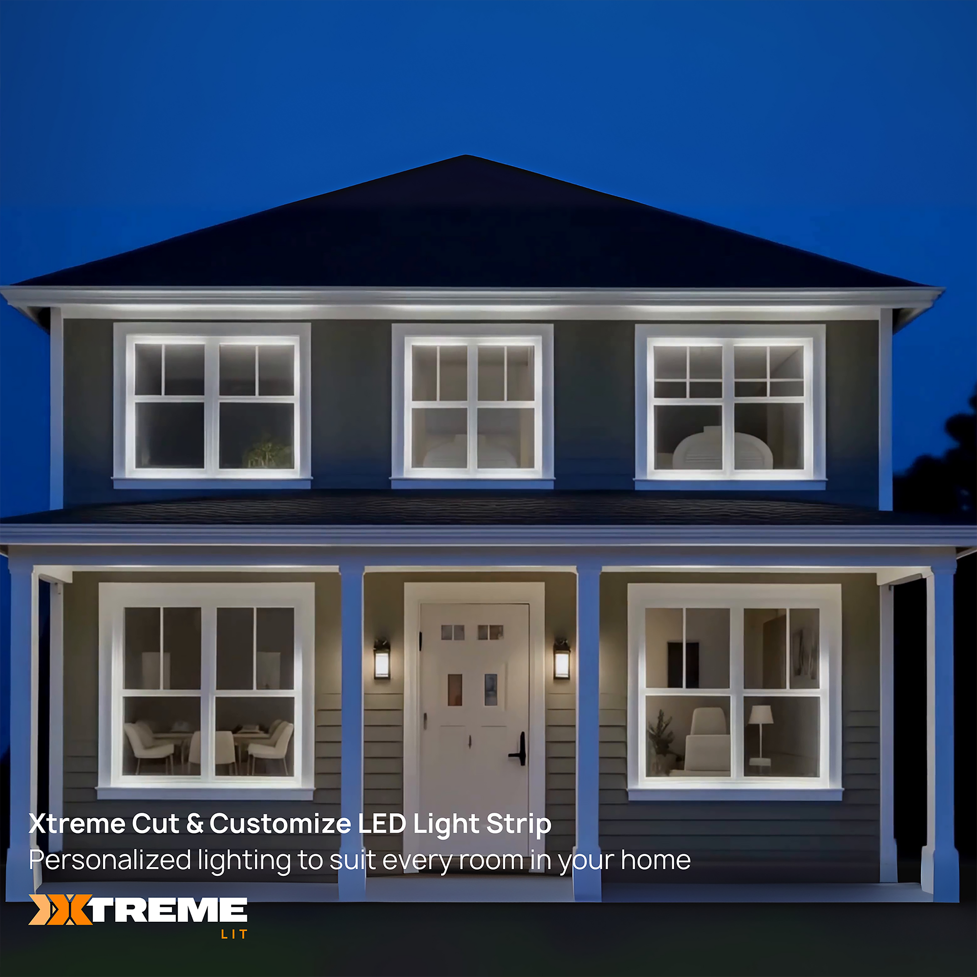 100ft Cut & Customize Indoor LED Light Strip Kit, Includes 3 Connectors