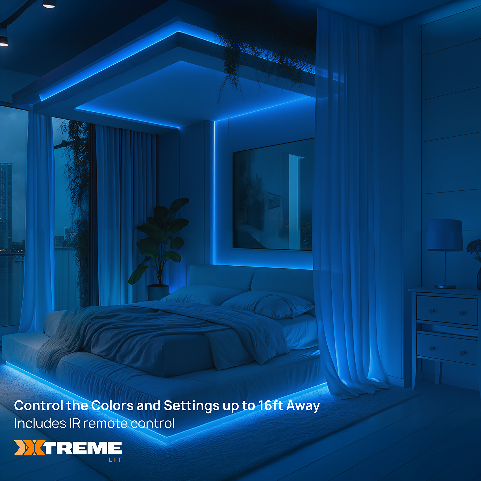 100ft Cut & Customize Indoor LED Light Strip Kit, Includes 3 Connectors