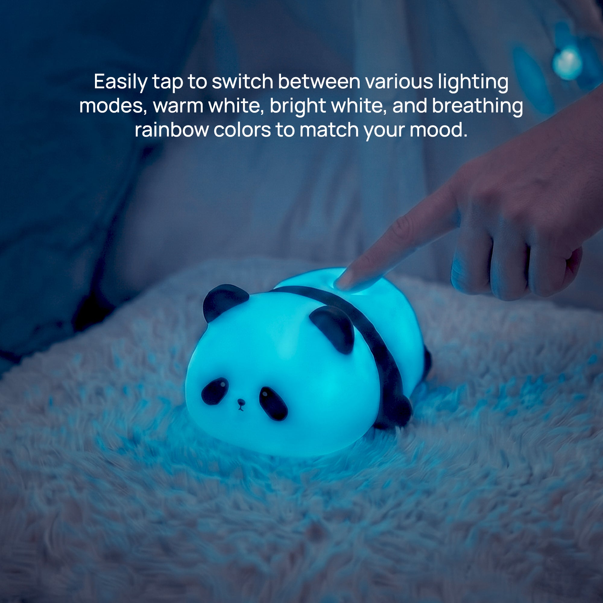 Soft Touch Panda LED Night Light – Tap Control RGB Color Changing Lamp with Sleep Timer