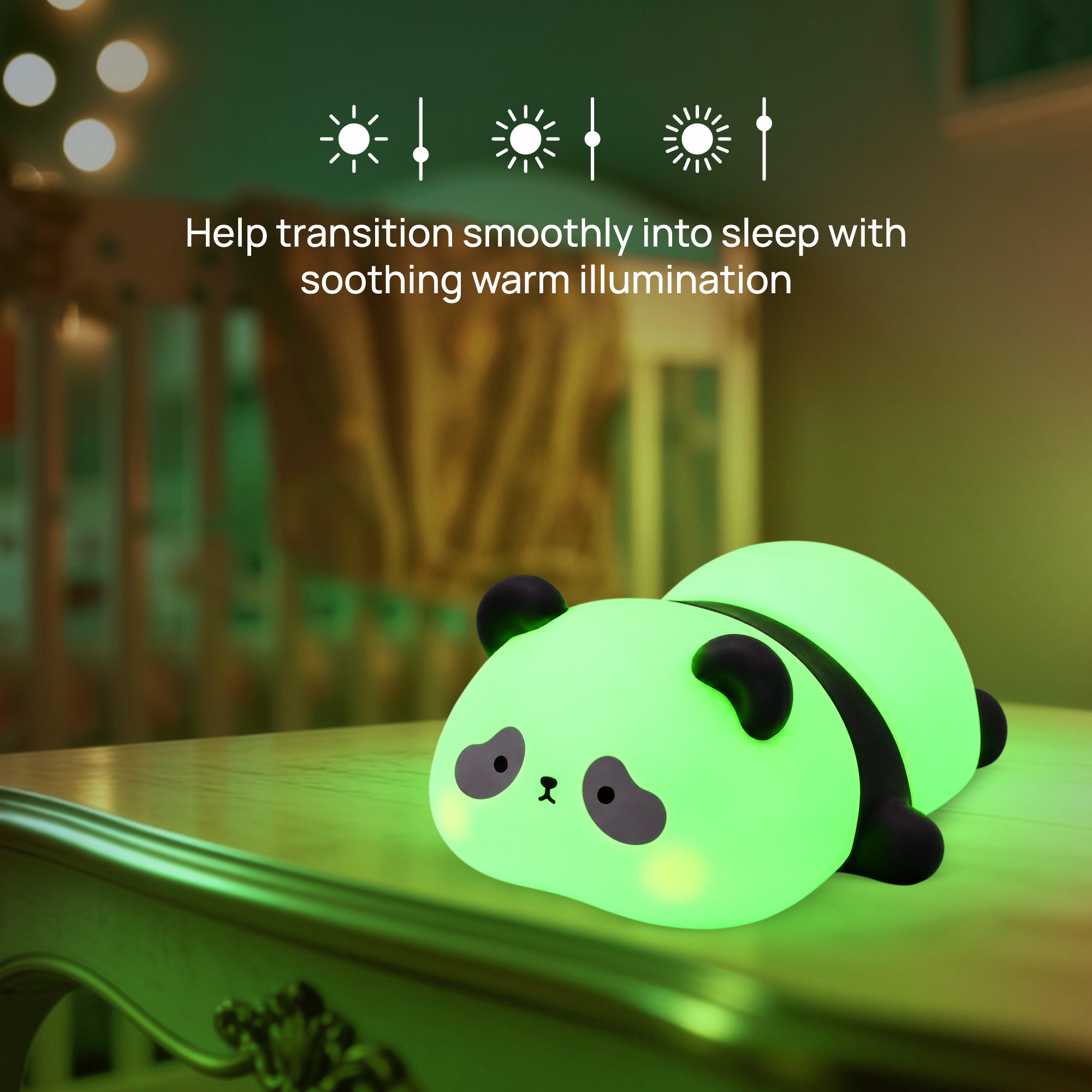 Soft Touch Panda LED Night Light – Tap Control RGB Color Changing Lamp with Sleep Timer