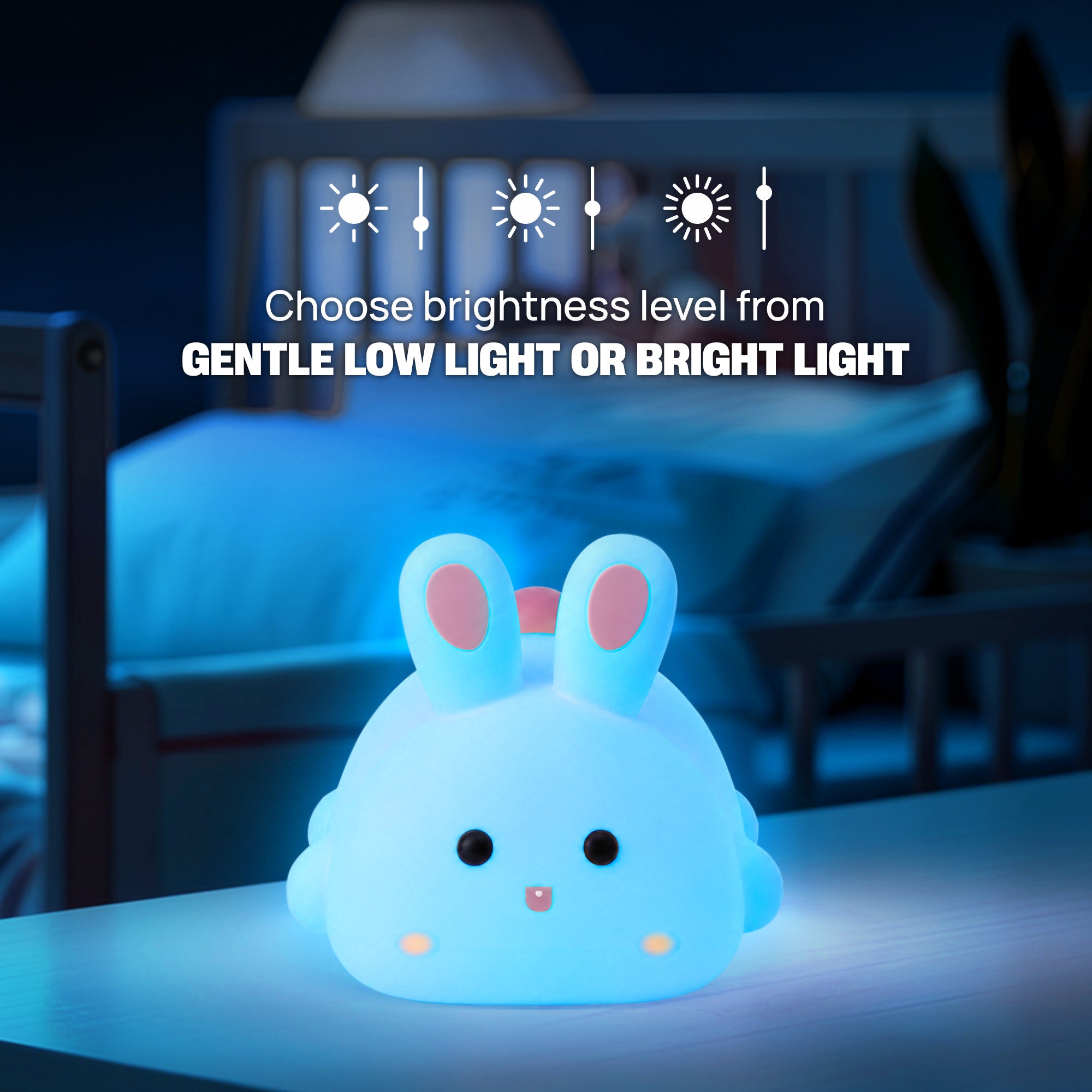 Soft Touch Bunny LED Night Light – Tap Control RGB Color Changing Lamp with Sleep Timer