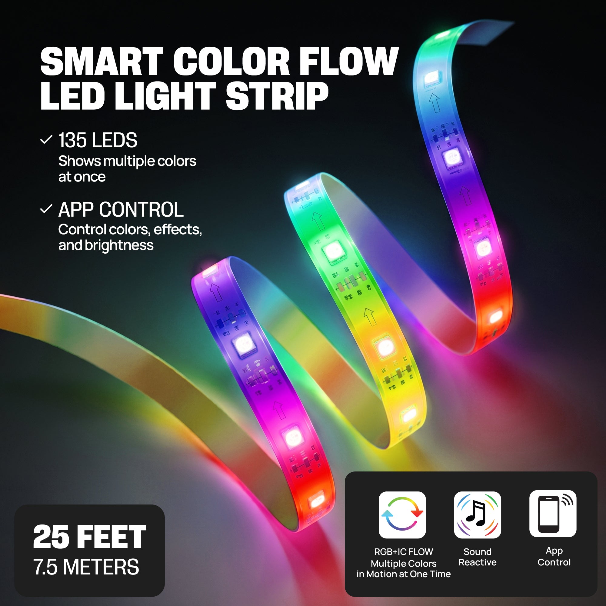25ft  Flowing LED Strip BT