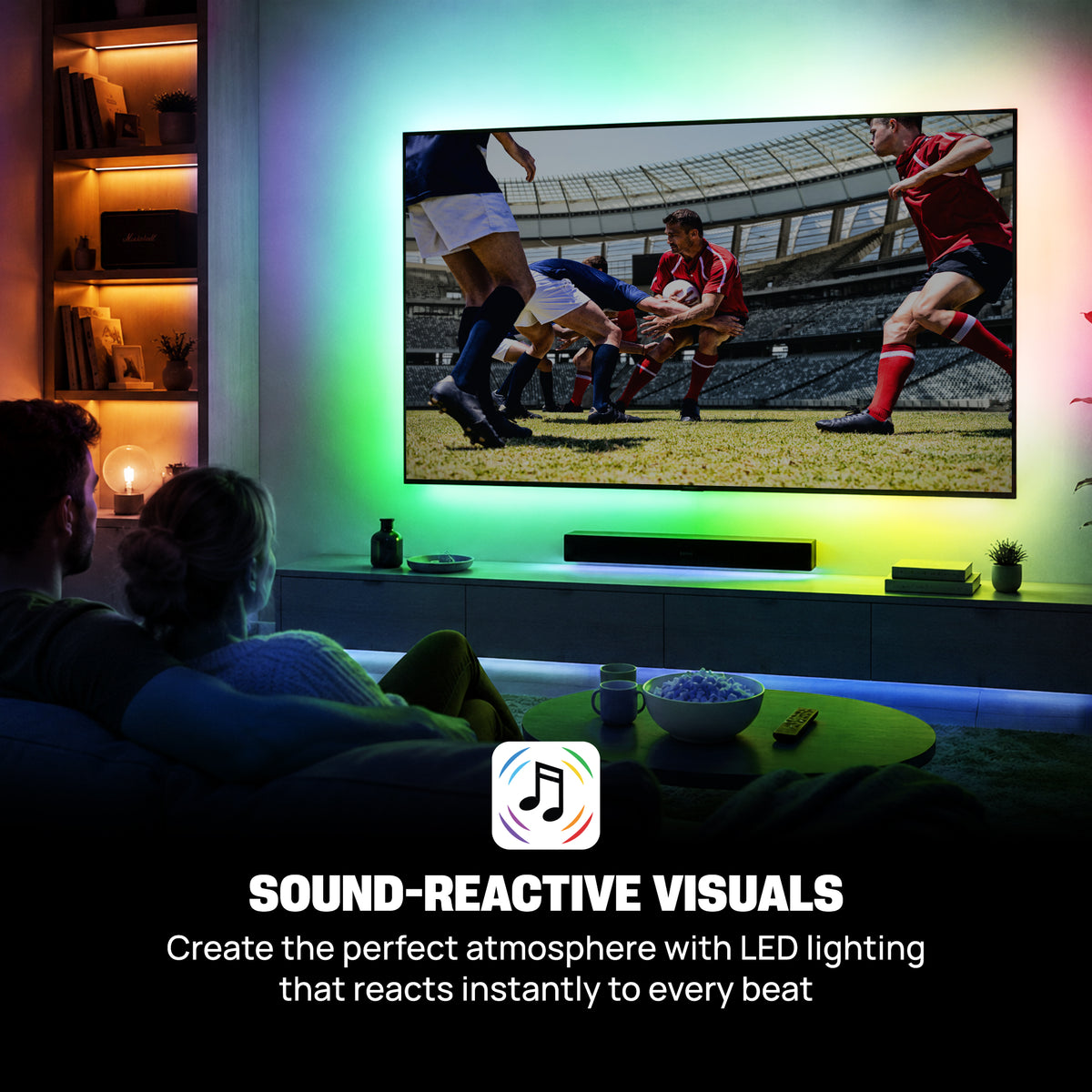 Smart Color Flow LED Light Strip, 10 ft. RGB+IC App-Controlled Music-Sync Accent Lighting