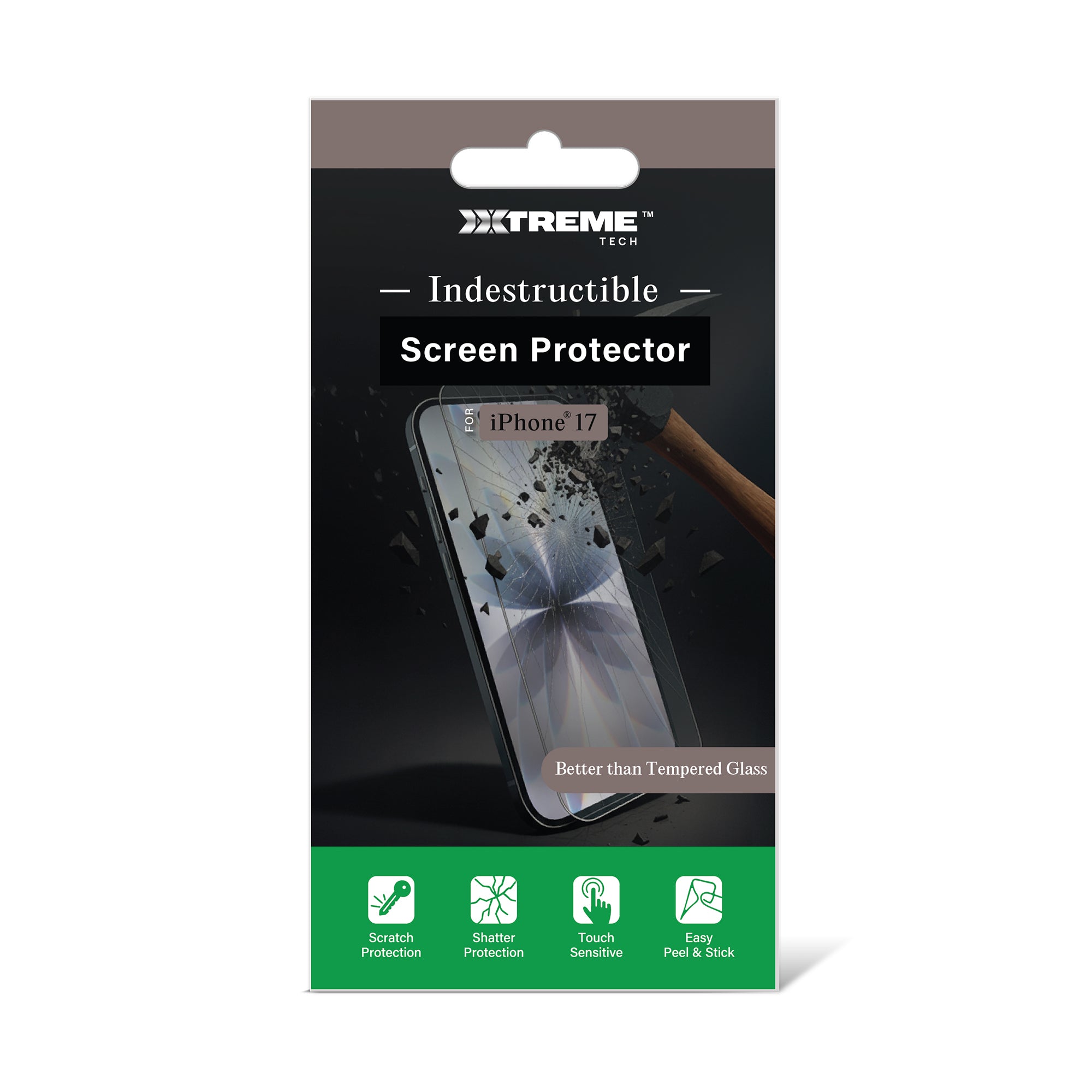 Premium Indestructible Screen Protector for iPhone 17, Shatterproof & Scratch Resistant Glass Film, Touch Sensitive Easy Peel & Stick Installation