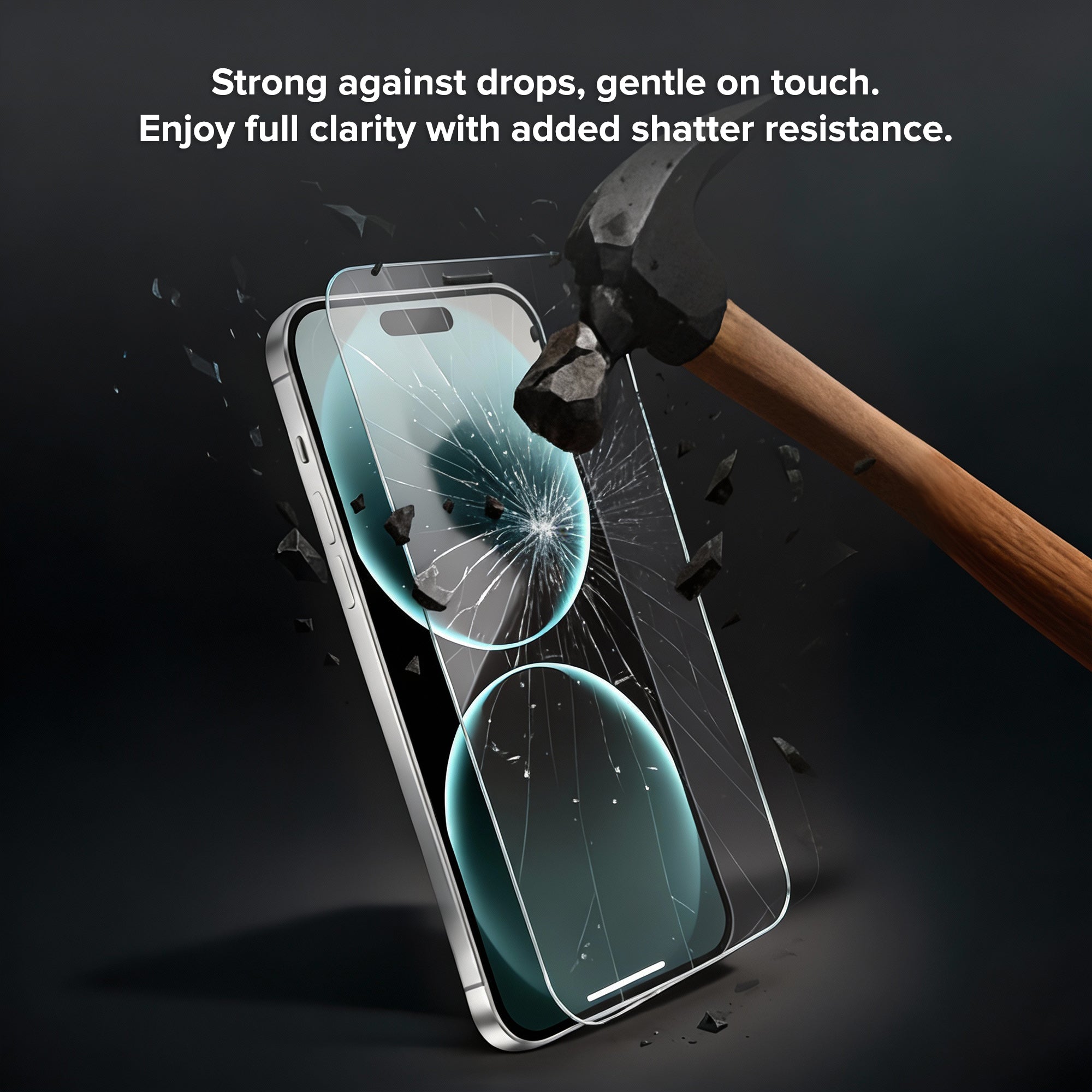 Premium Indestructible Screen Protector for iPhone 16 Pro, Shatterproof & Scratch Resistant Glass Film, Touch Sensitive Easy Peel & Stick Installation