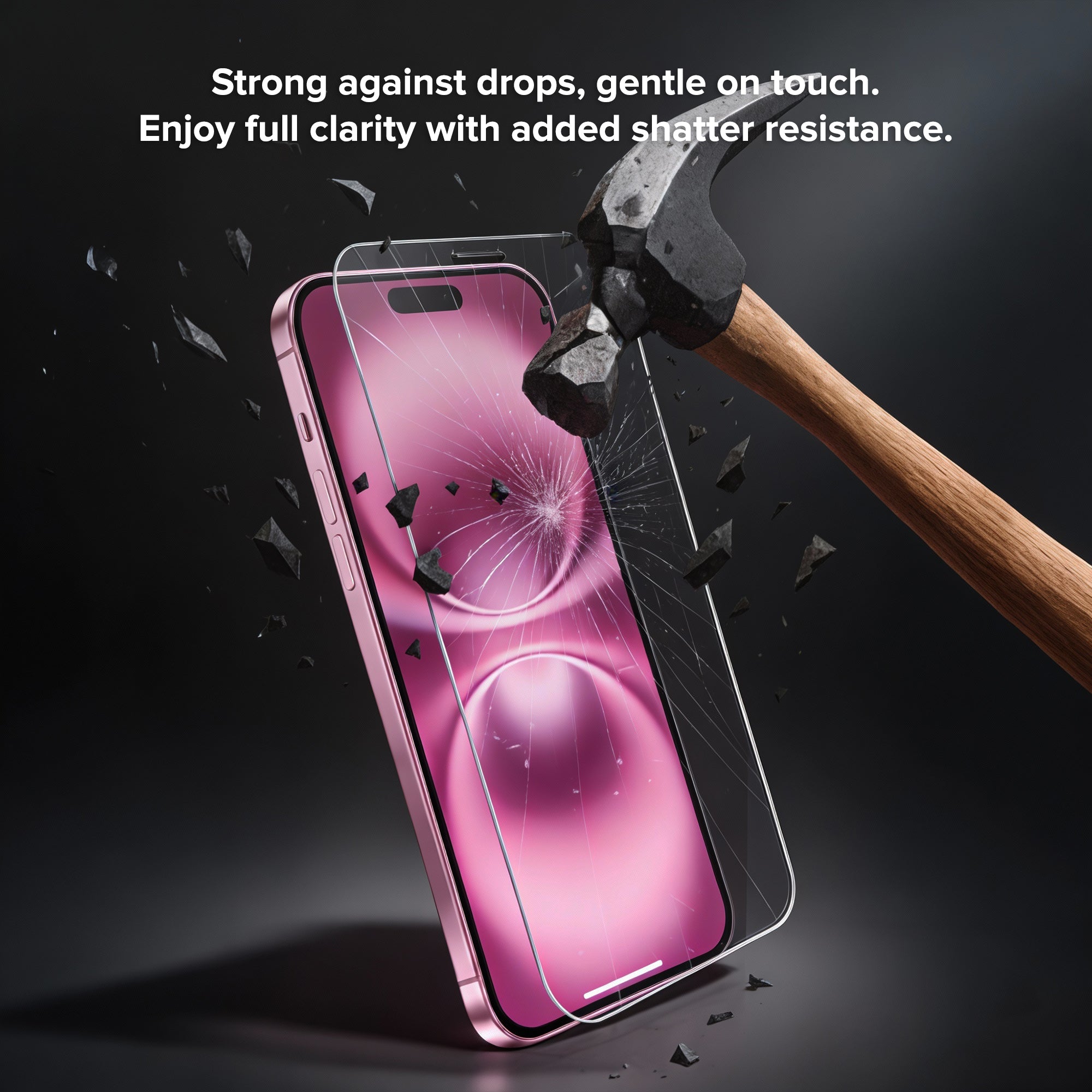 Premium Indestructible Screen Protector for iPhone 16 Plus, Shatterproof & Scratch Resistant Glass Film, Touch Sensitive Easy Peel & Stick Installation
